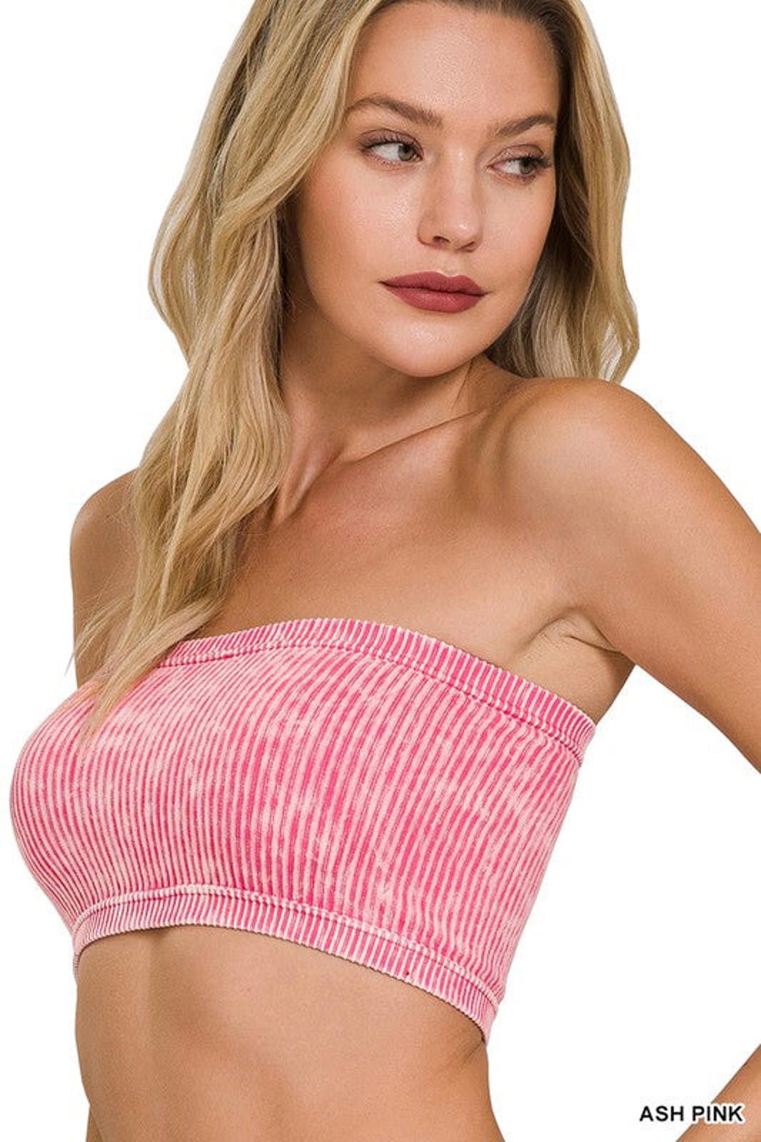 Other Washed Ribbed Seamless Tube Top Zenana in Multiple Colors Size ONE SIZE - 12 Thumbnail