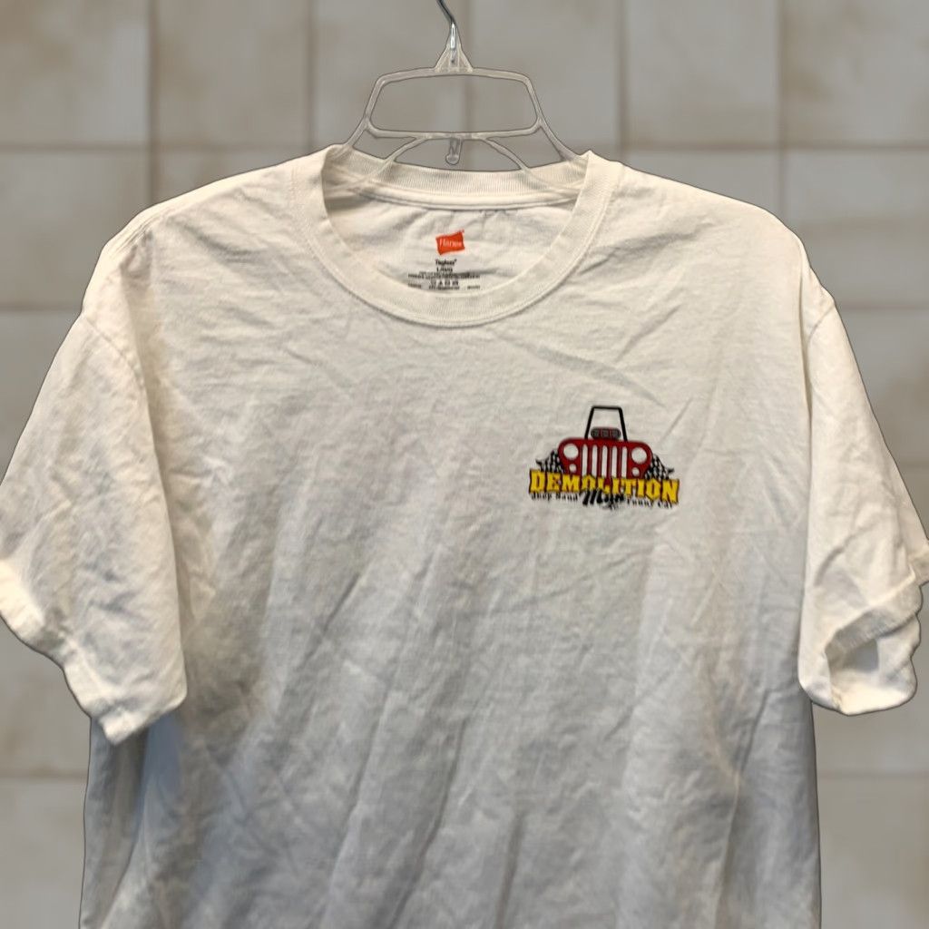 Hanes VINTAGE Demolition Man Shirt Hanes Mens Large White T-Shirt Funny Casual 2020s Man White Logo Crew Neck Short Sleeve Size US L / EU 52-54 / 3 - 1 Thumbnail