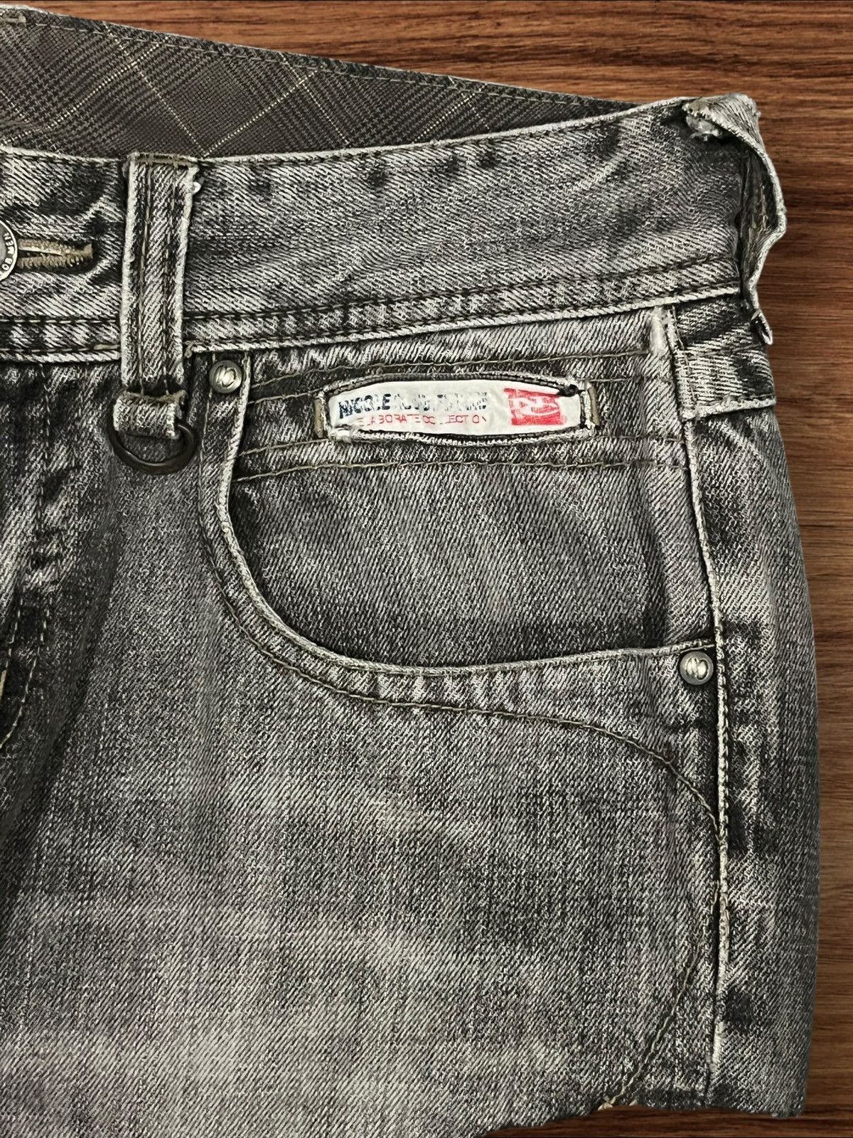 If Six Was Nine Nicole Club For Men Hyper Full Metal Punk Ripped Cargo Jeans Size US 30 / EU 46 - 6 Thumbnail