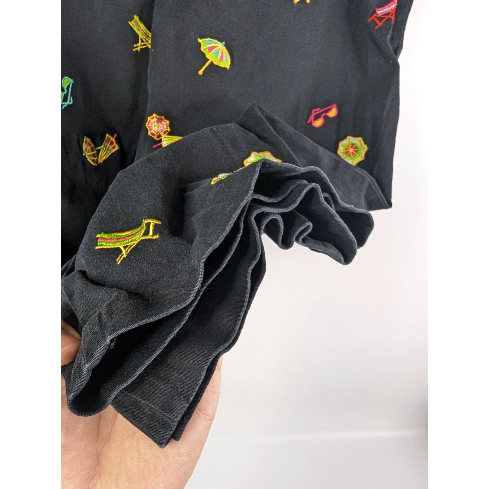 Coldwater Creek Coldwater Creek Pants Women 18 Black Cotton Solid Embroidered Zipper Beach Ankle Size 40" / US 18 - 3 Thumbnail