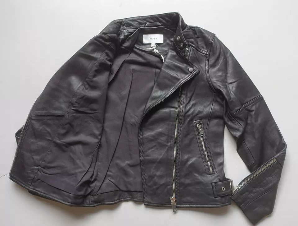 Reiss REISS Women's Tallis Leather Biker Jacket UK6/US2 IFD-0718 Size XS / US 0-2 / IT 36-38 - 3 Thumbnail