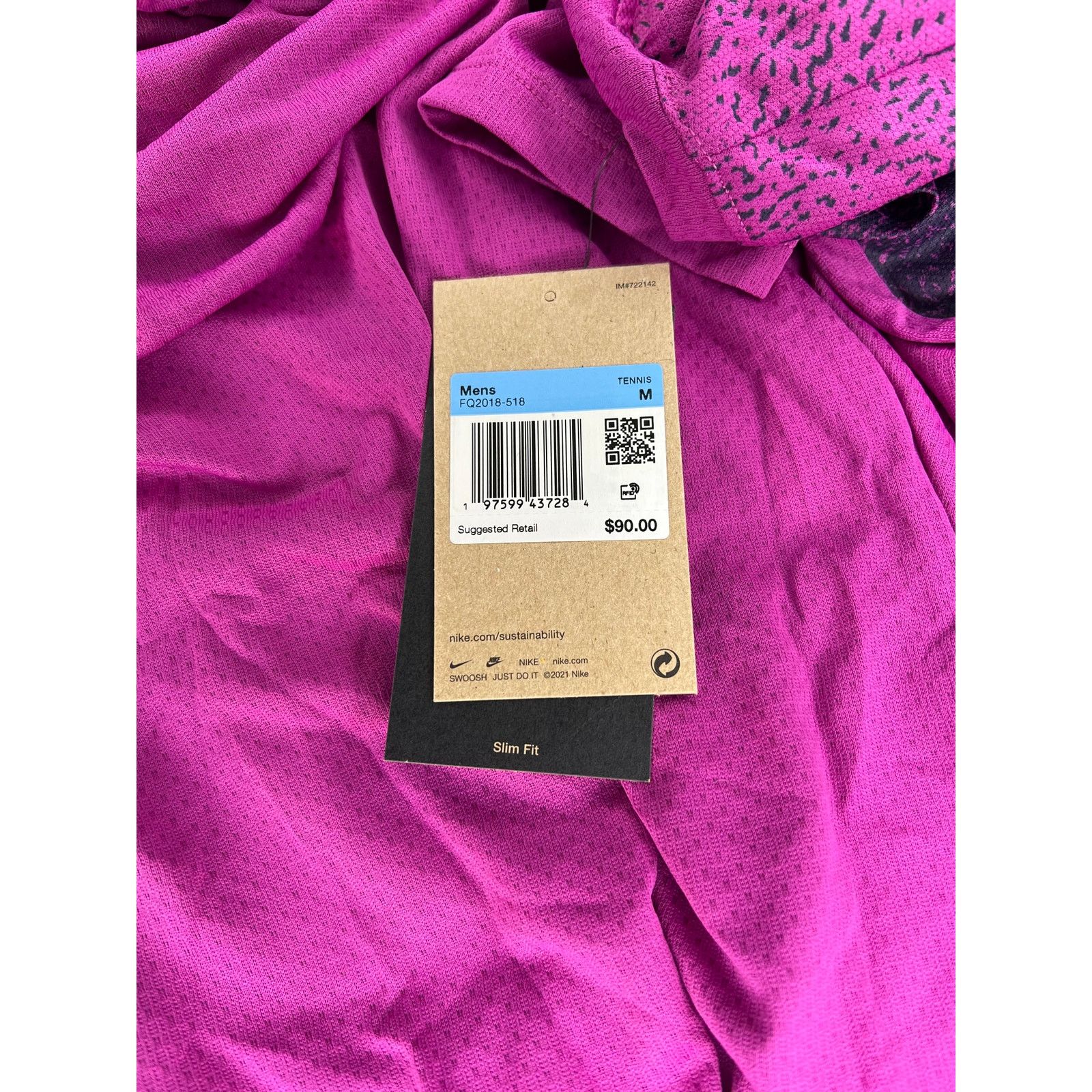 Nike Nike Court Slam Dri-Fit Tennis Shirt Hot Fuchsia Size US M / EU 48-50 / 2 - 5 Thumbnail