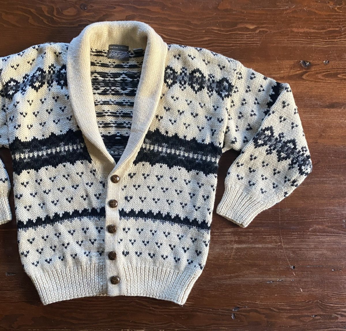 Vintage Kingsport neutral fair isle knit Nordic shops sweater