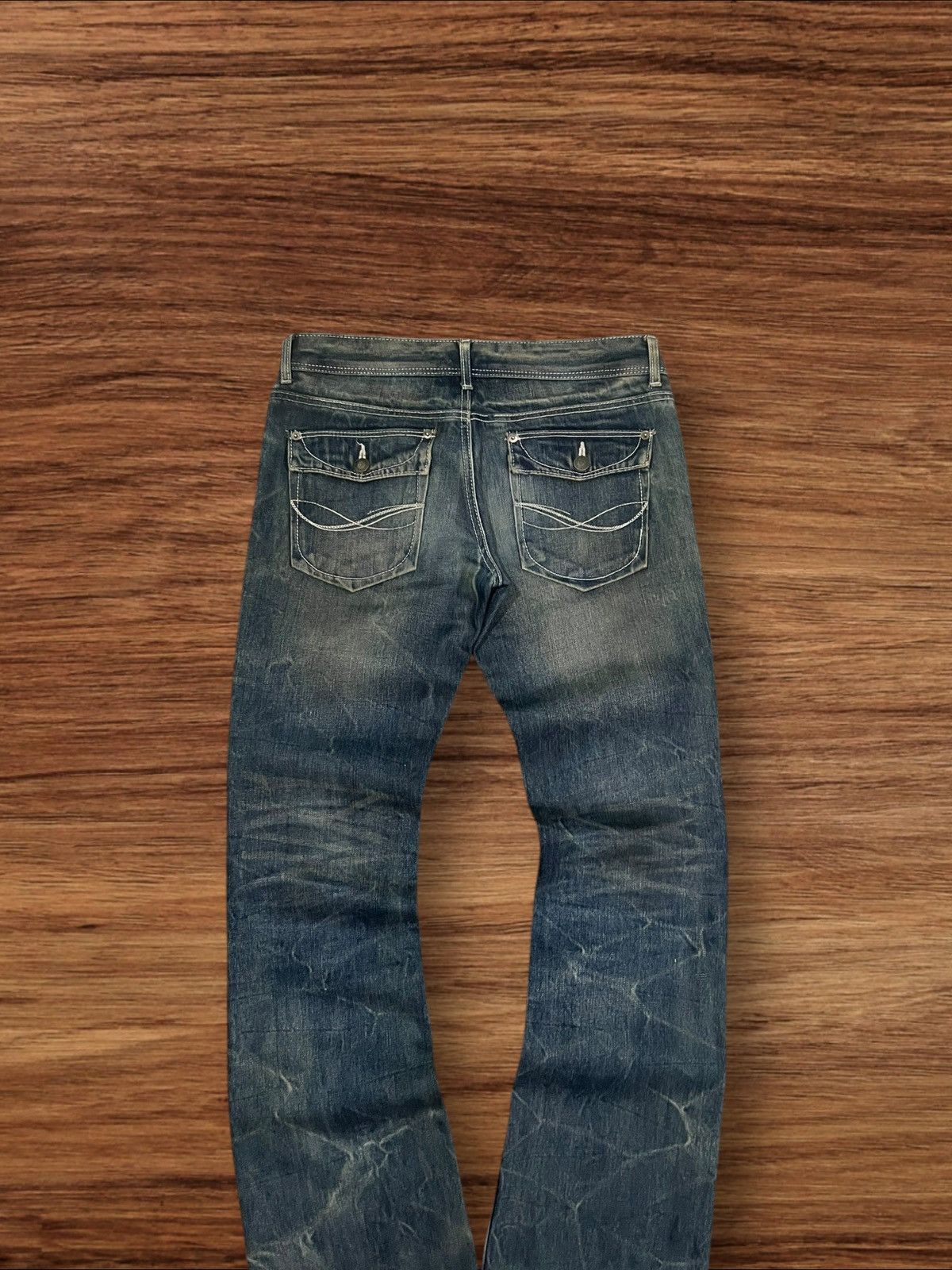If Six Was Nine Vintage Japanese Brand Cavaria Distressed Whisker Flare Jean Size US 30 / EU 46 - 7 Thumbnail