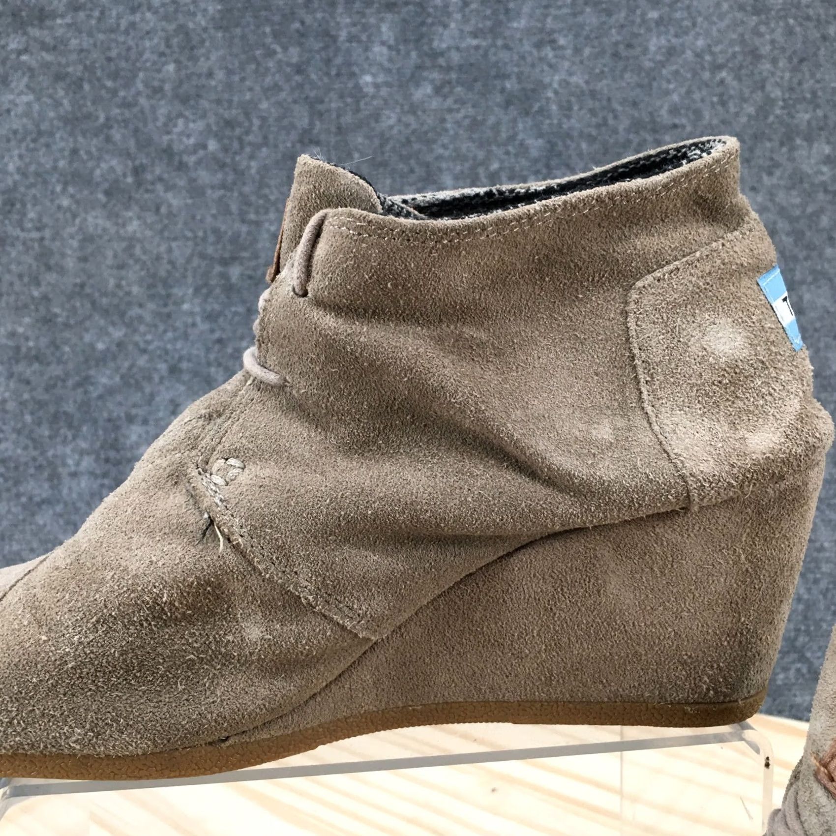 Toms TOMS Boots Womens 7.5 Lace Up Desert Wedge Ankle Bootie Brown Suede 300512 Size US 8 / IT 38 - 4 Thumbnail