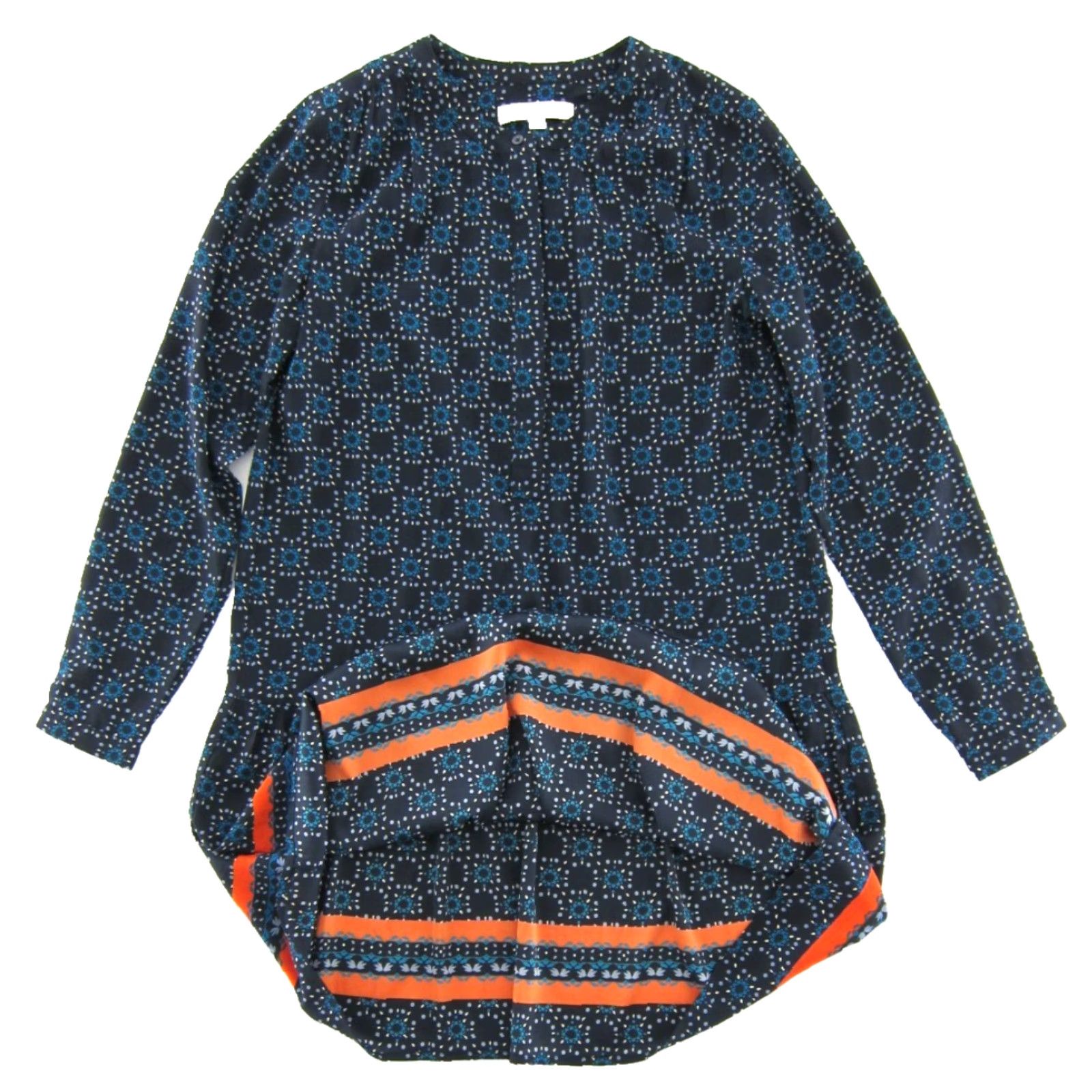 Ann Taylor Ann Taylor Dress Blue Orange Floral Motif Long Sleeve Tunic Shift Small Size S / US 4 / IT 40 - 5 Thumbnail