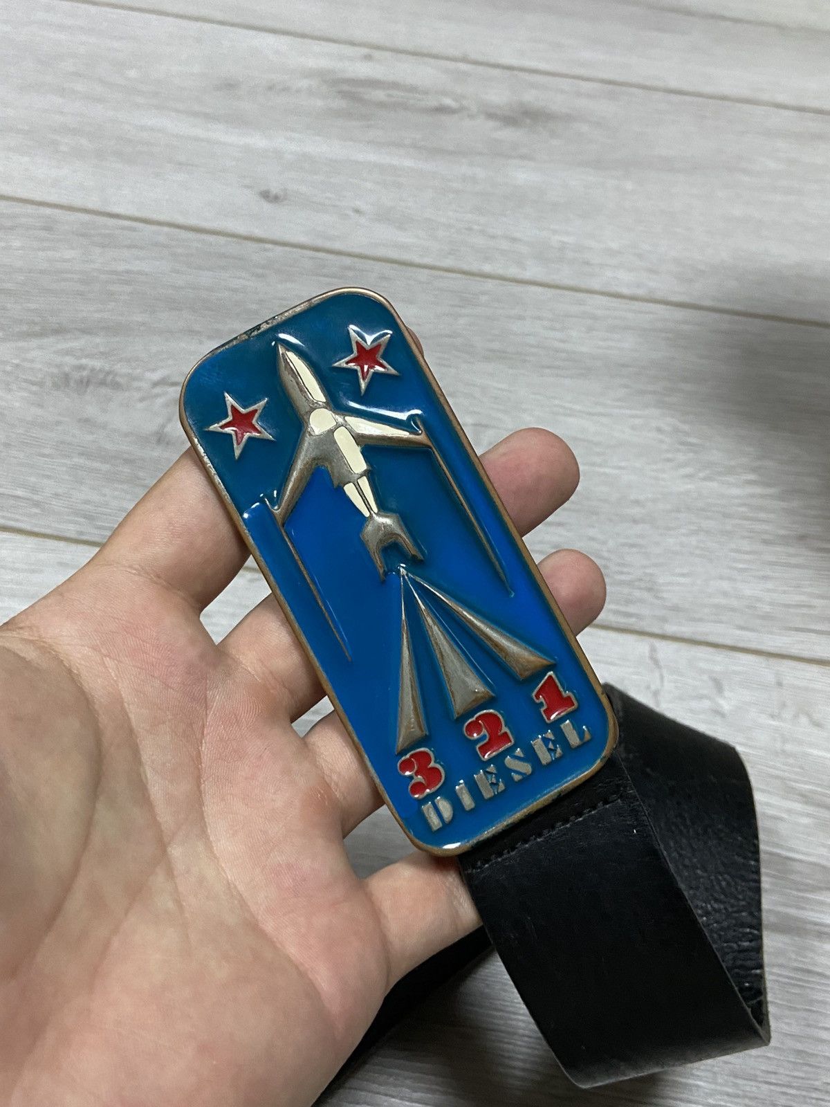 Diesel Diesel Plane ✈️ ⭐️ USSR style vintage leather belt Size ONE SIZE - 2 Thumbnail