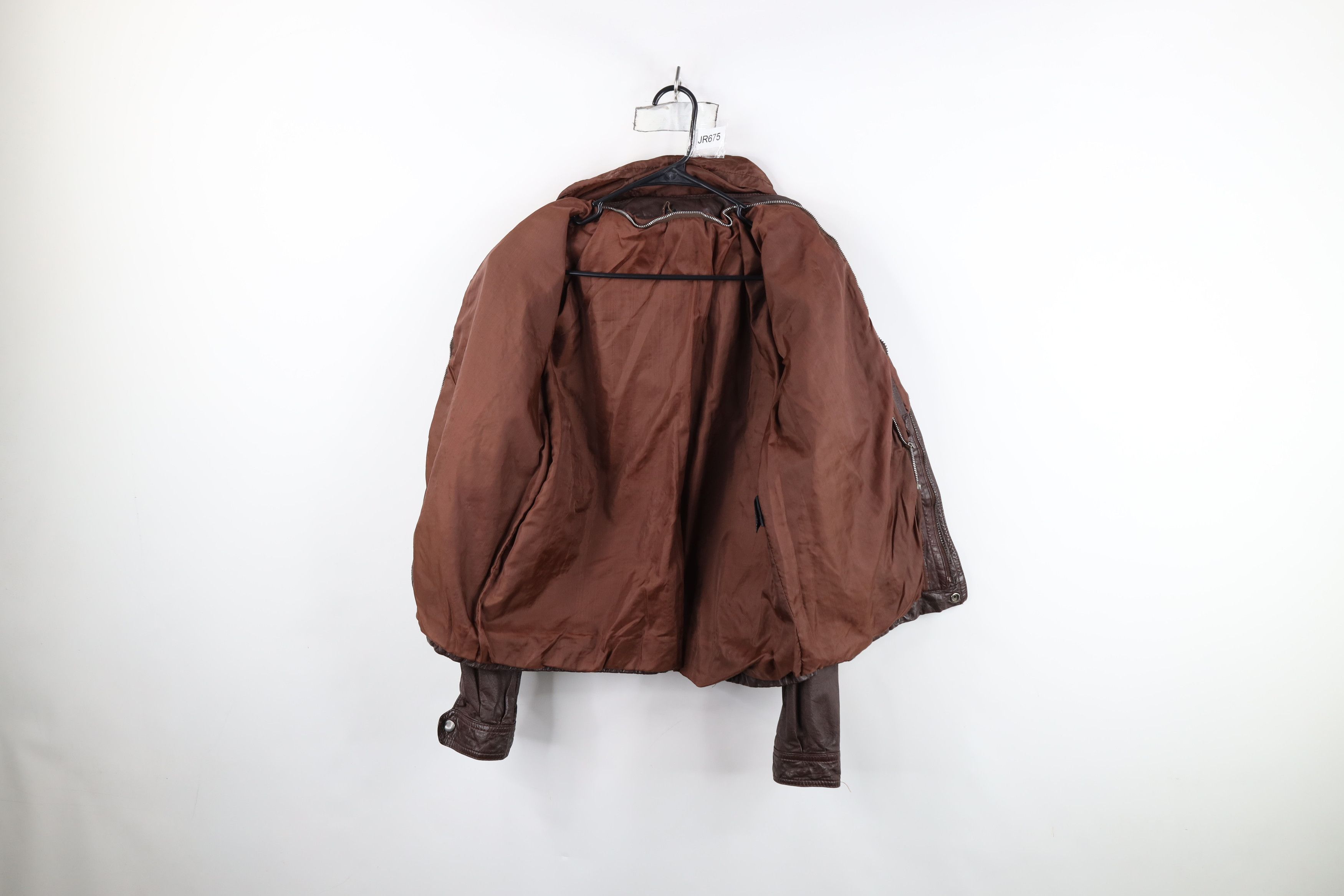 Vintage Vintage 70s Streetwear Hooded Leather Bomber Jacket Brown Size M / US 6-8 / IT 42-44 - 8 Thumbnail