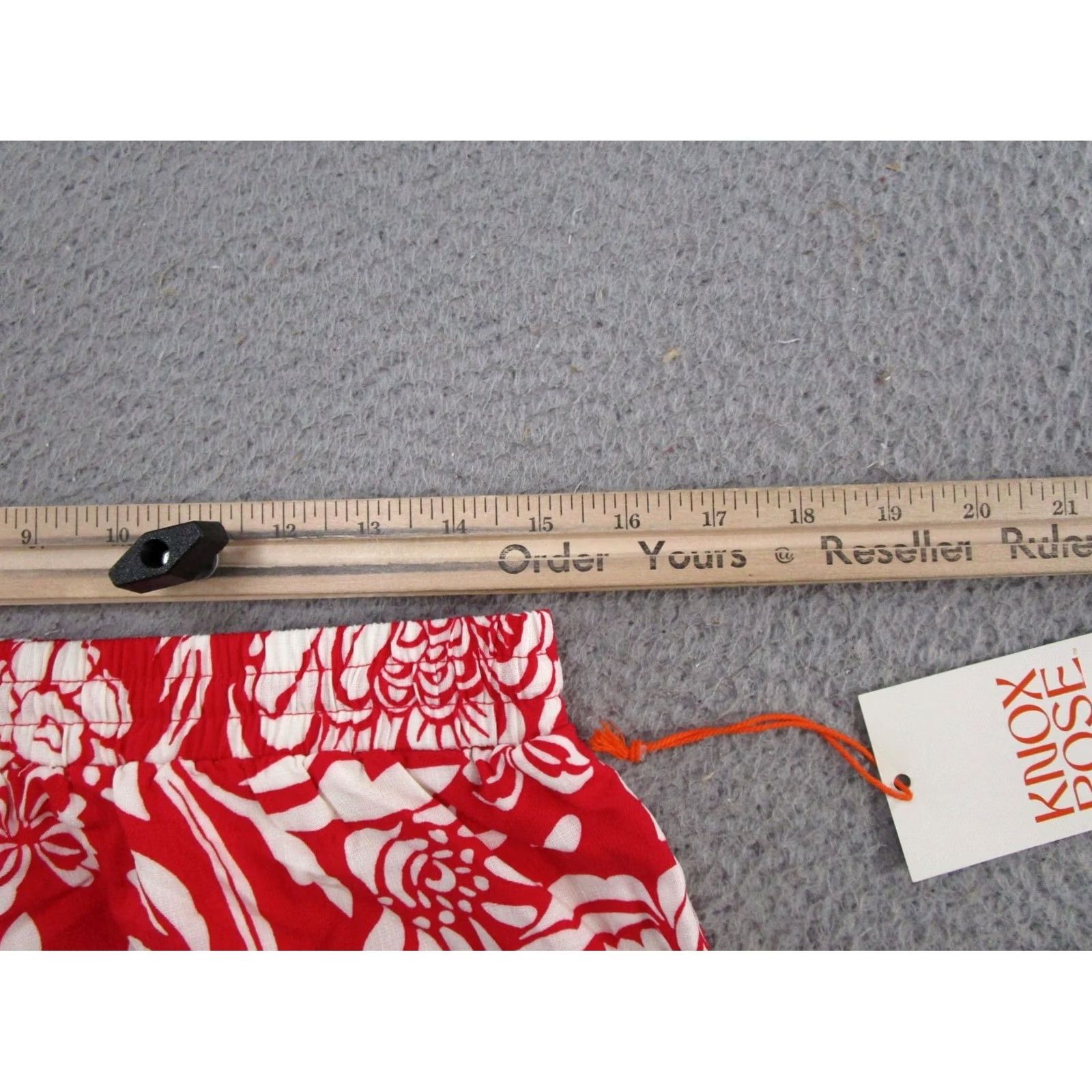 Vintage Knox Rose Skirt Short A-Line Elastic Waist Red White Floral Tropical Beach Bohemian 90s Ladies Size M Womens Size 32" / US 10 / IT 46 - 6 Thumbnail