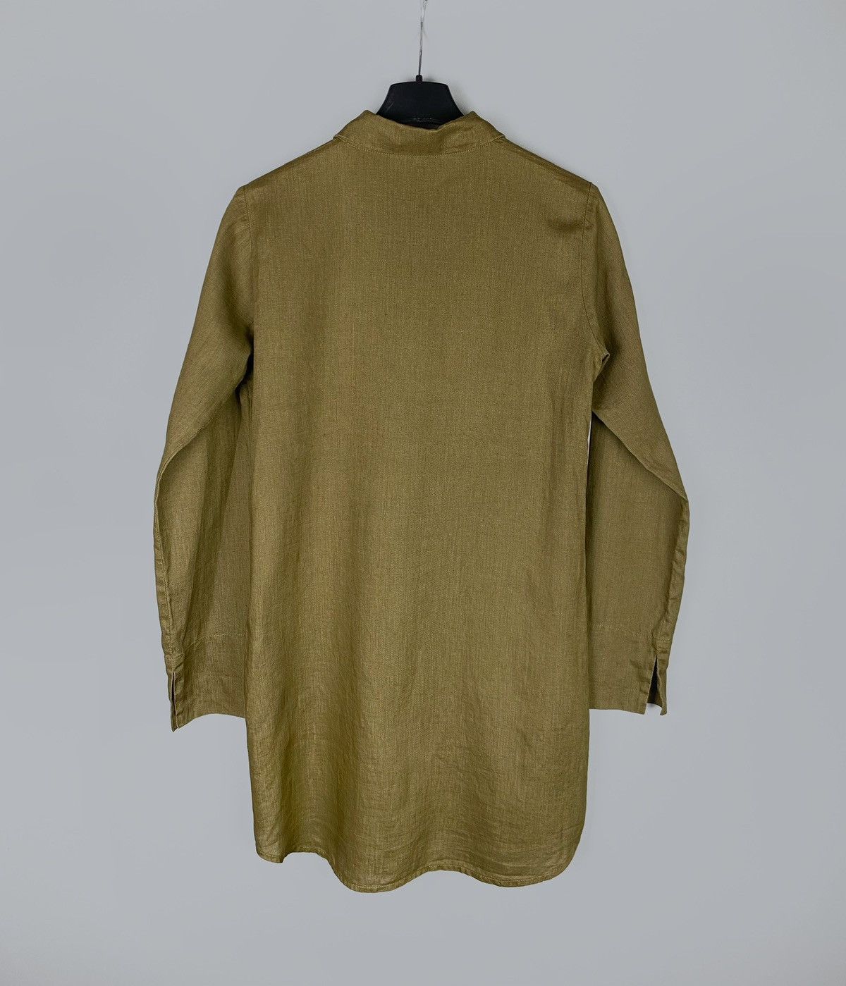 Vintage Women's KATHARINA HOVMAN 100% Linen LS Khaki Shirt US 6 Size M / US 6-8 / IT 42-44 - 7 Thumbnail