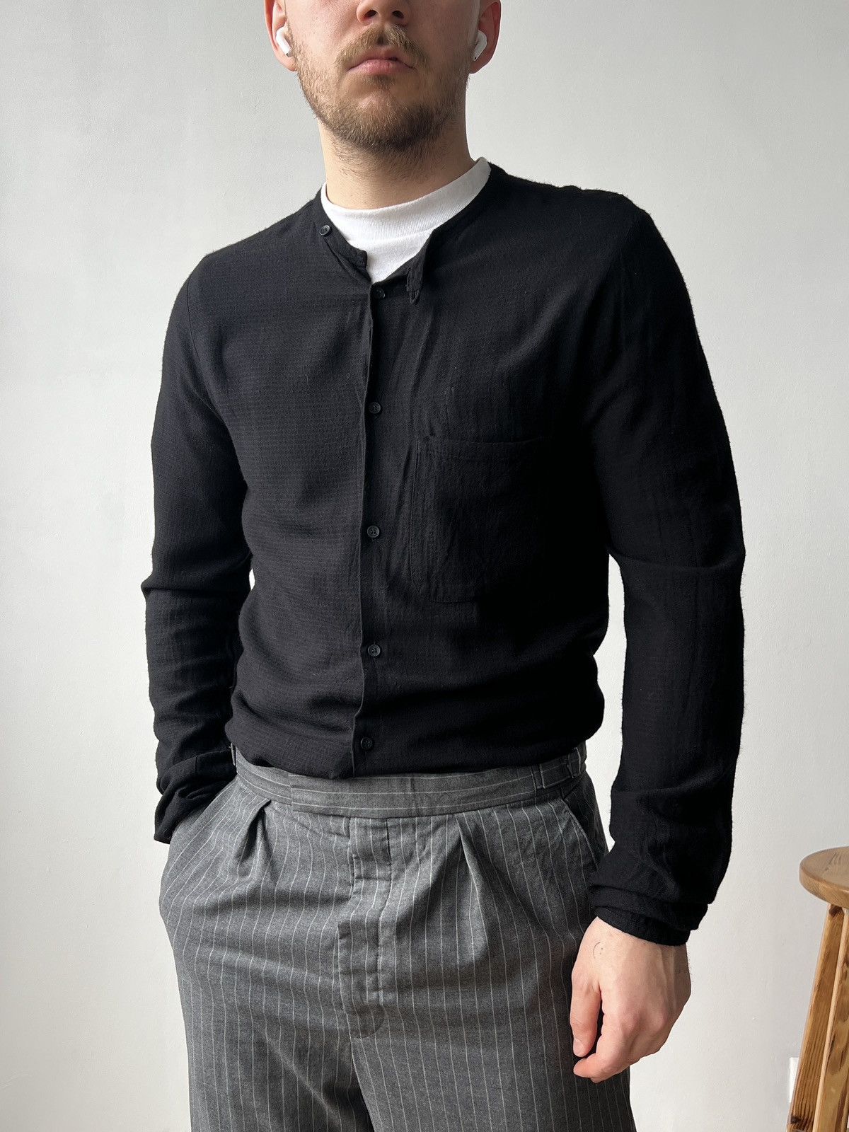 hannes roether Hannes Roether Men’s Black Cotton Shirt Size S Size US S / EU 44-46 / 1 - 1 Thumbnail