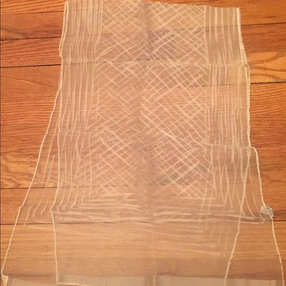 Vintage Vintage White Transparent Long Scarf Size ONE SIZE - 2 Thumbnail