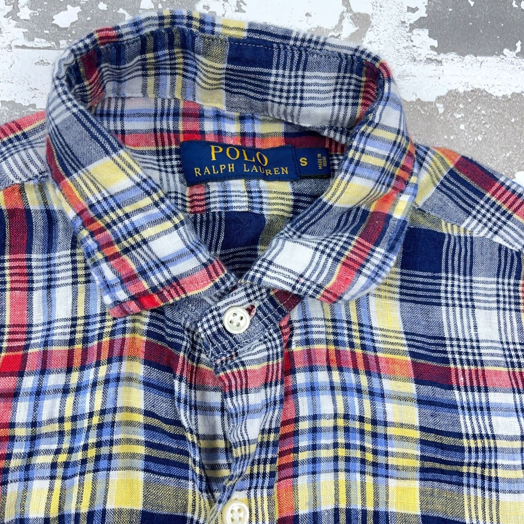 Polo Ralph Lauren Vintage Polo Ralph Lauren Shirt Men Small Blue Red Plaid Button-Up Linen Dress Casual Elegant Size 36R - 3 Thumbnail