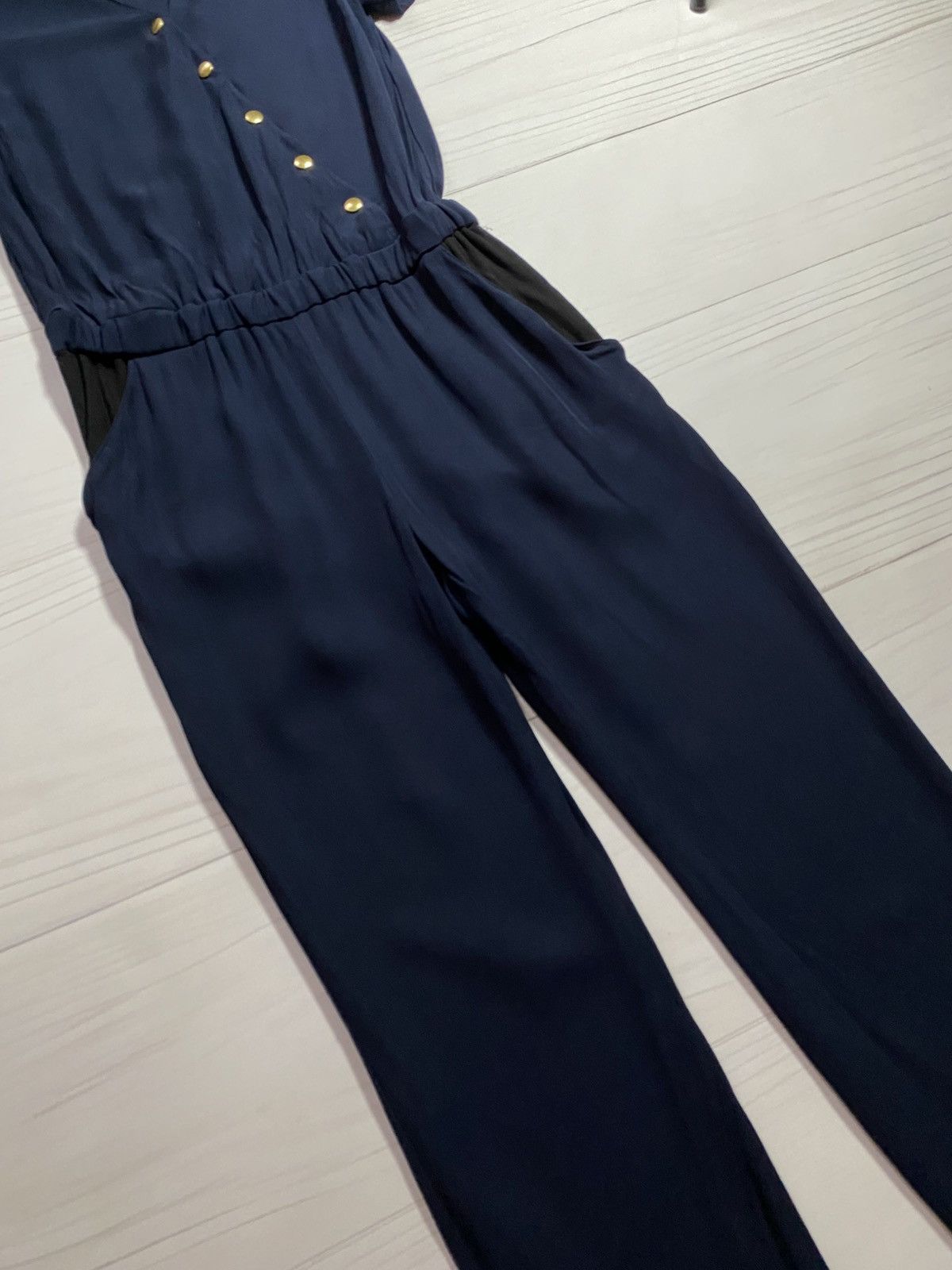 Sezane Sézane × La Redoute Minimal Navy Button Jumpsuit Size ONE SIZE - 14 Thumbnail