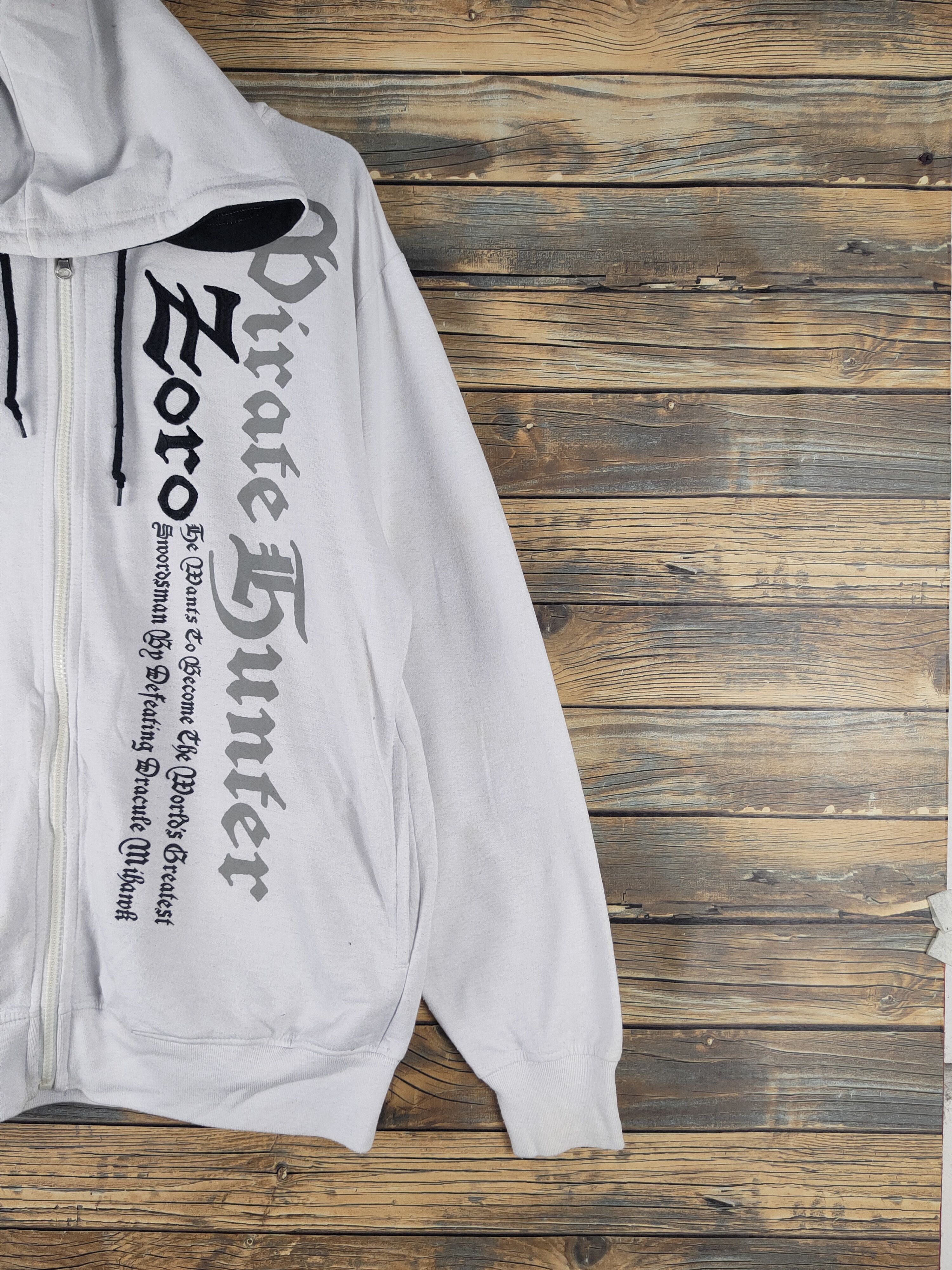 Anime DL One Piece White Zoro Hoodie Sweaters #2143 Size US L / EU 52-54 / 3 - 7 Thumbnail