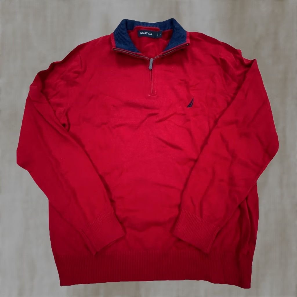 Nautica Nautica Sweater Men Large Red Pullover Quarter Zip Lightweight Golf Dad Size US L / EU 52-54 / 3 - 1 Thumbnail