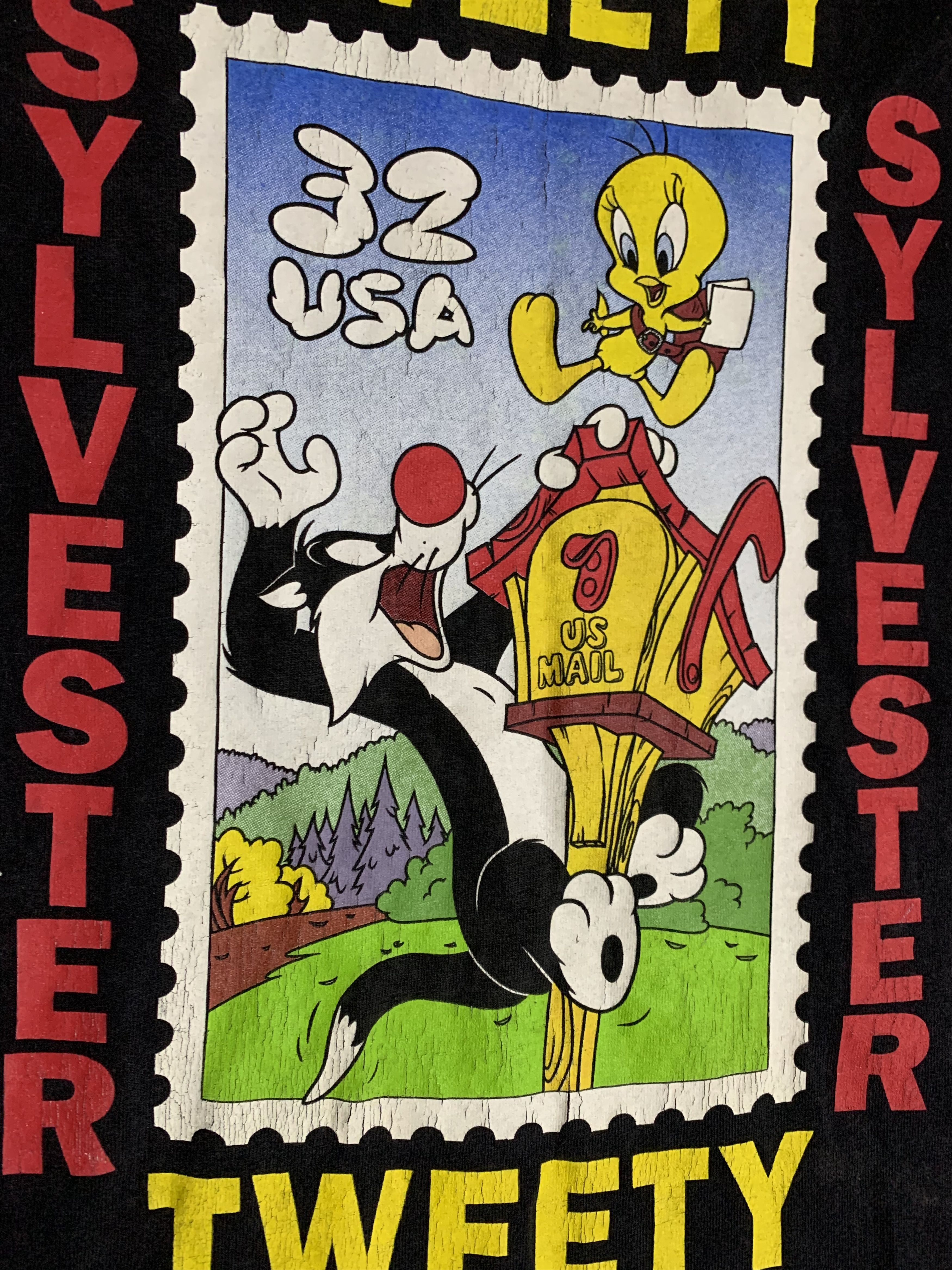 Vintage × Warner Bros Vintage Looney Tunes T Shirt Tee 1997 USA Sylvester Tweety Size US L / EU 52-54 / 3 - 6 Thumbnail