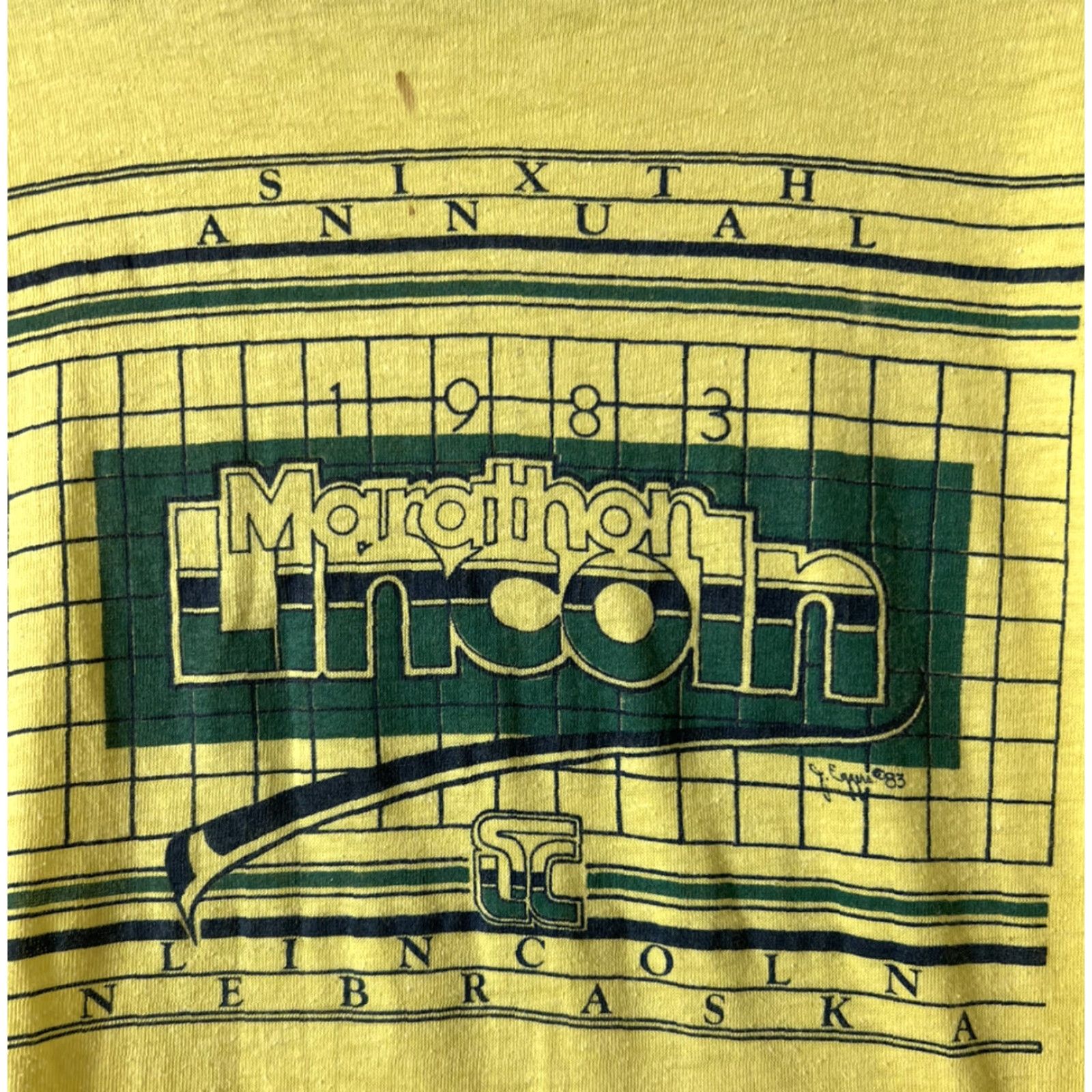 Vintage VINTAGE 80s Lincoln Marathon Nevraska Yellow T Shirt M & M Size M Mens Shirt Size US M / EU 48-50 / 2 - 2 Thumbnail