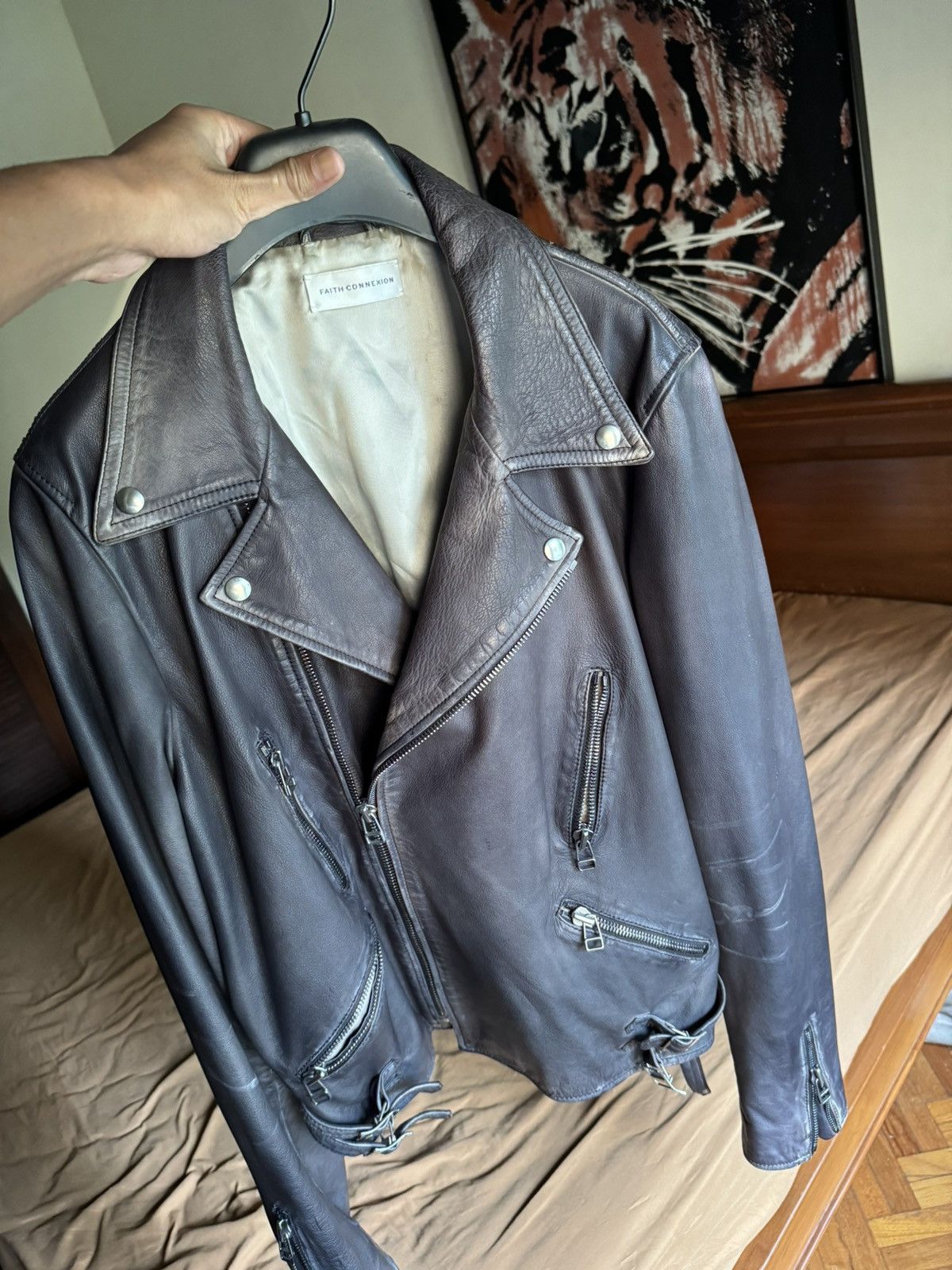 Faith Connexion Black Distressed leather Jacket Size US L / EU 52-54 / 3 - 16 Thumbnail