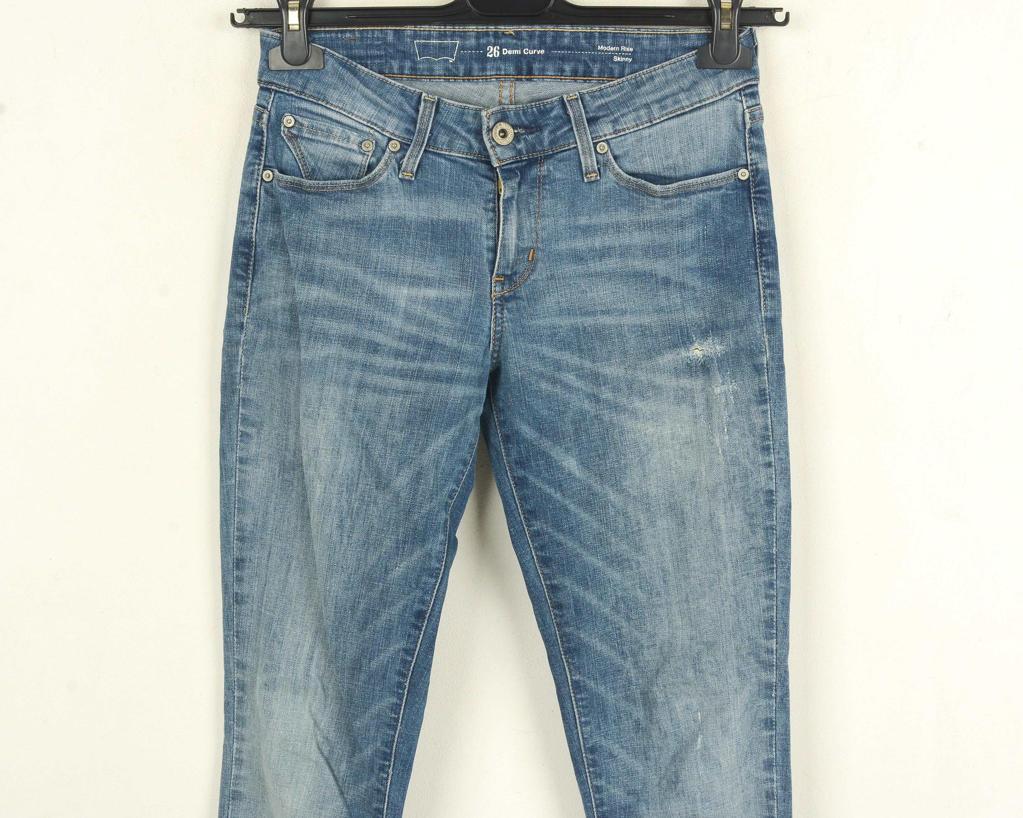 Levi's Demi Curve Modern Rise Skinny Jeans Women W26 L32 Trousers Size 26" / US 2 / IT 38 - 2 Thumbnail