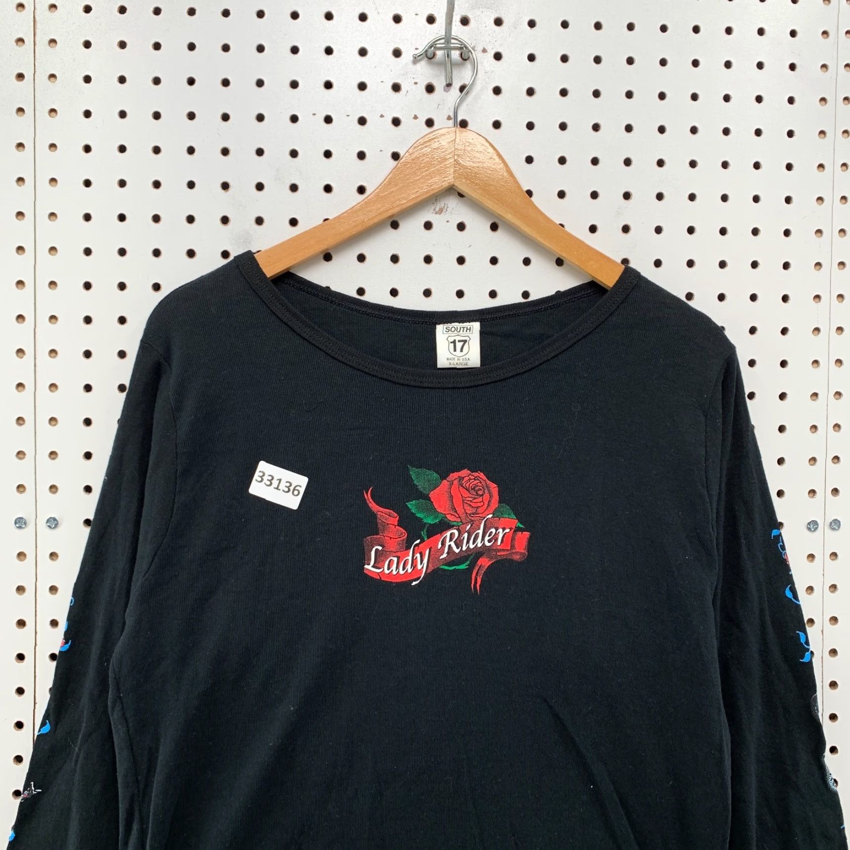 Vintage VINTAGE Lady Rider Motorcycle Shirt Womens XL Black Floral Long Sleeve 20x23.5 Johanns Bar Leather Grill Size XL / US 12-14 / IT 48-50 - 6 Thumbnail