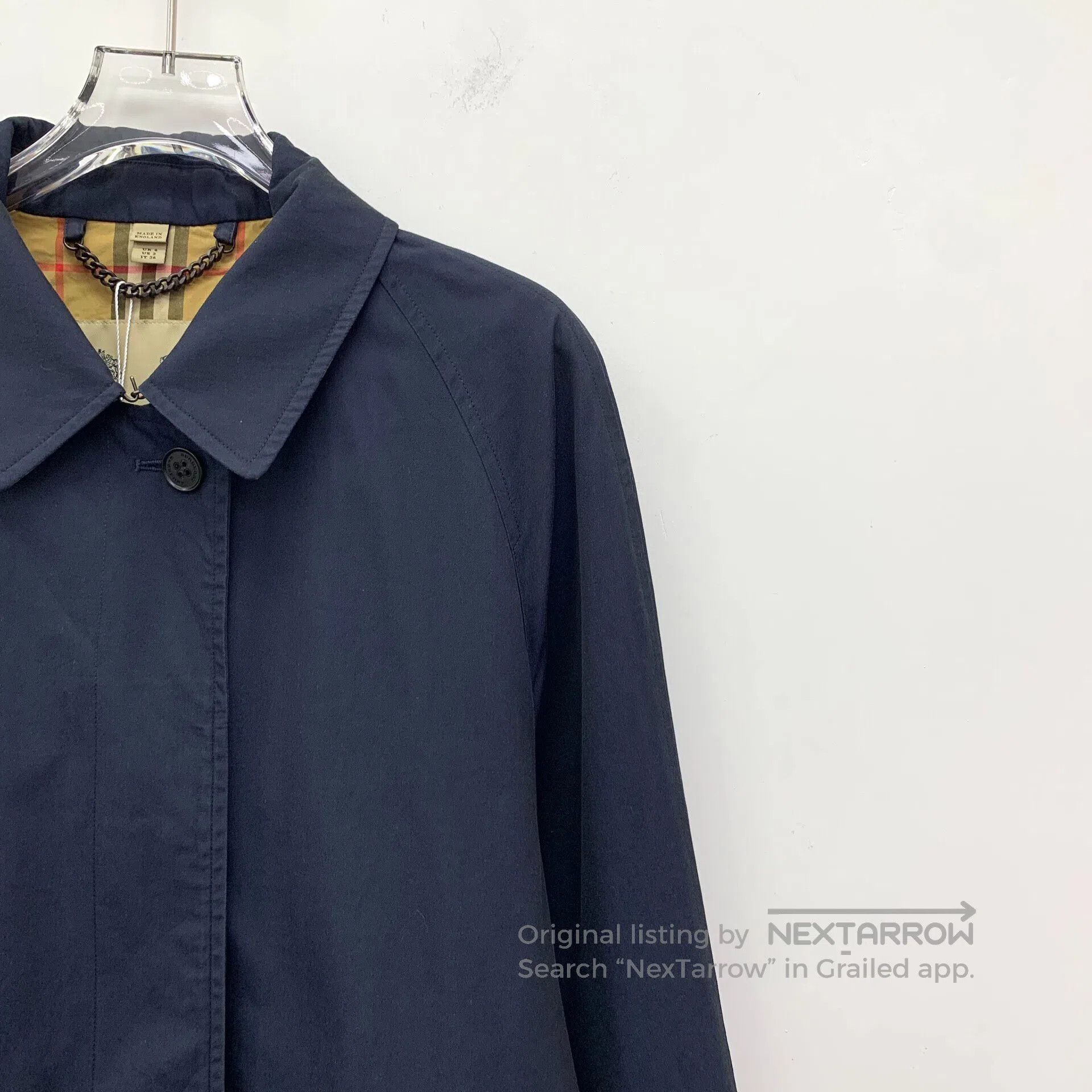 Burberry Burberry Dark Blue Cotton Collar Long Sleeve Belted Trench Size XS / US 0-2 / IT 36-38 - 3 Thumbnail