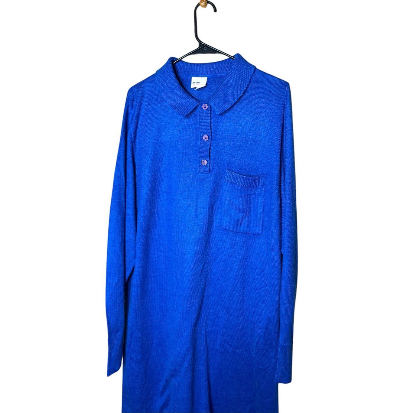 Other Vintage Avon Fashions Blue Long Sleeve Midi Sweater Dress L Size L / US 10 / IT 46 - 2 Thumbnail