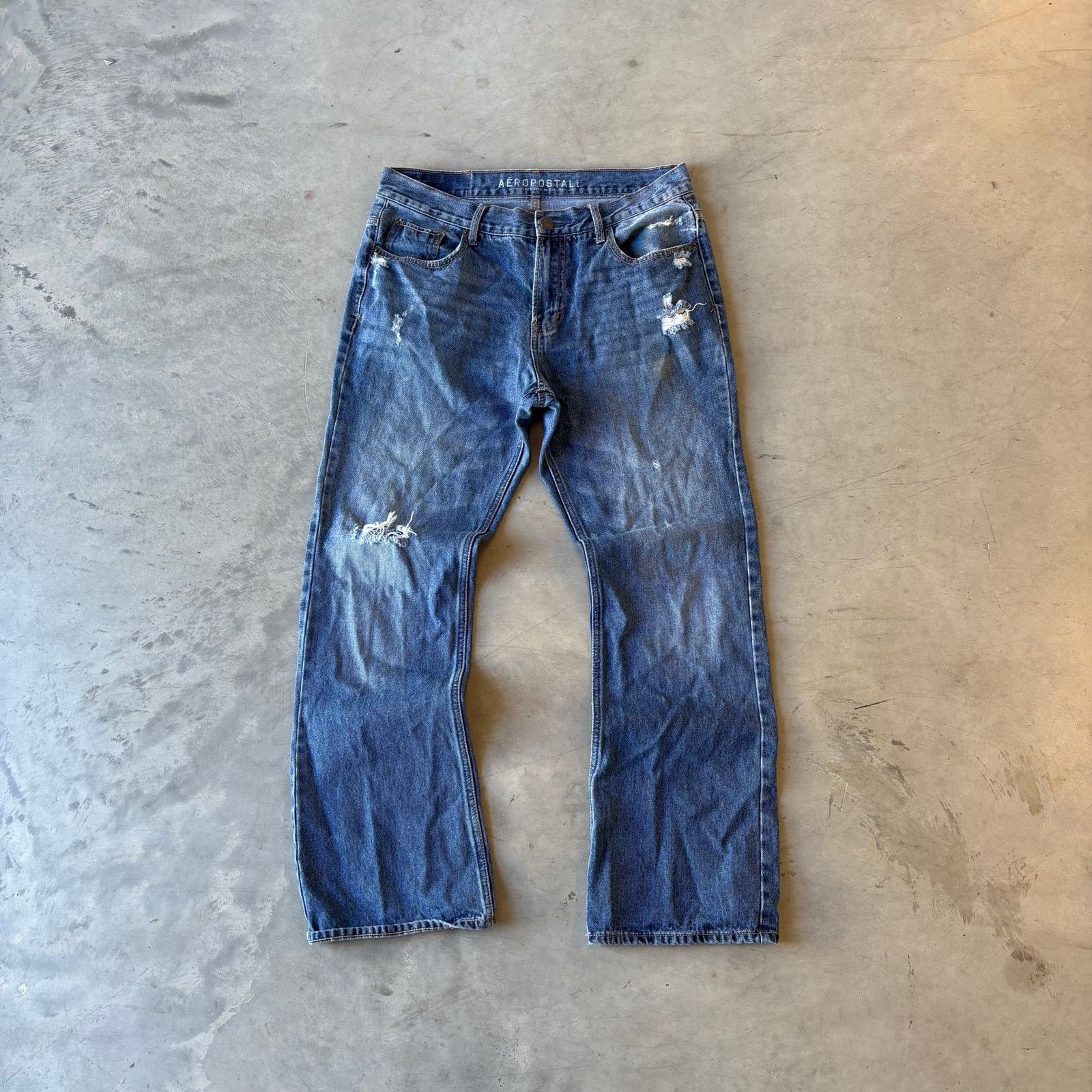 Aeropostale Vintage Faded Washed Distressed Bootcut Jeans Size US 34 / EU 50 - 1 Thumbnail
