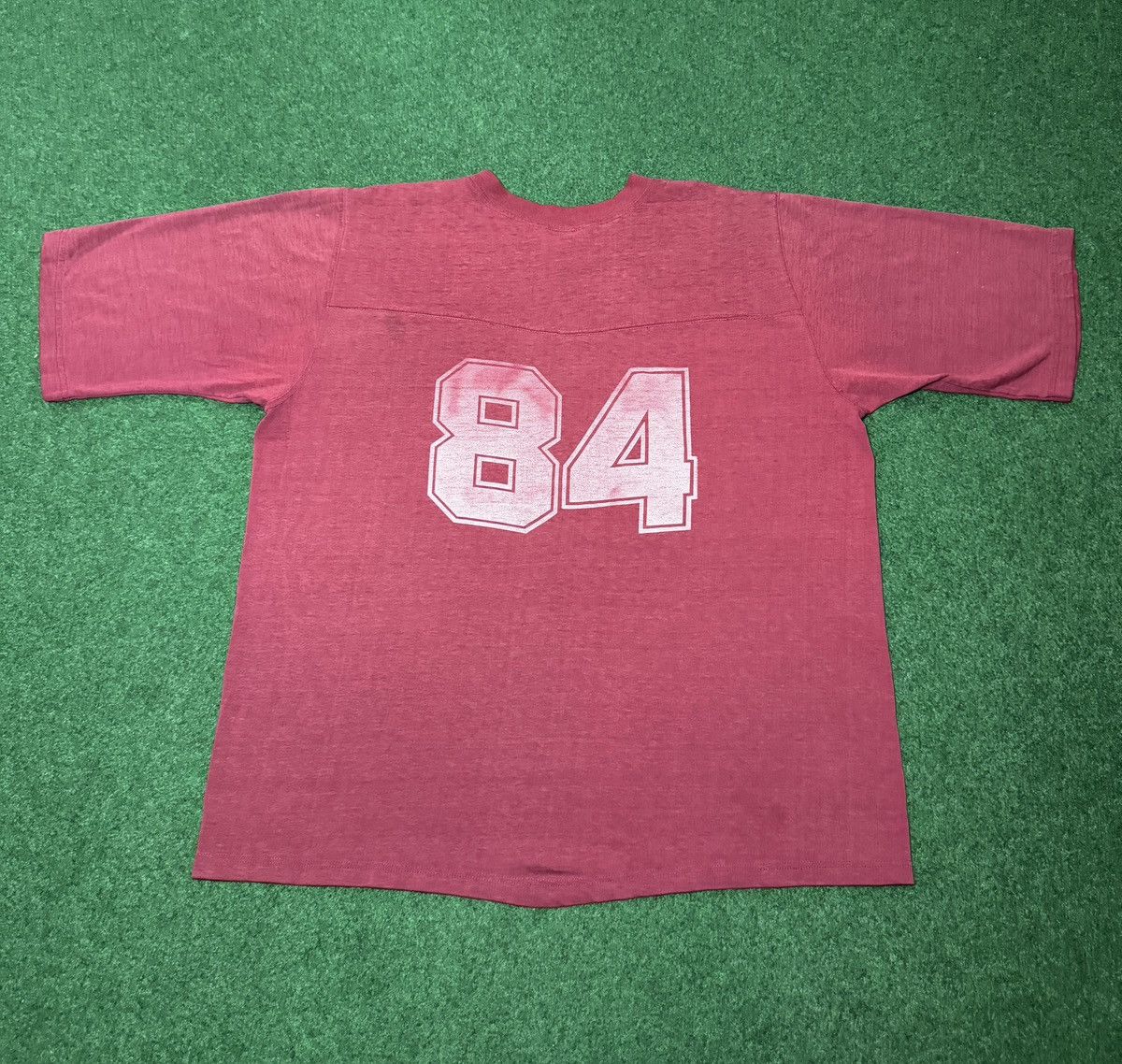 Vintage 80s Banff Boxy Football Jersey Style Retro #84 Red T Shirt Size US L / EU 52-54 / 3 - 3 Thumbnail