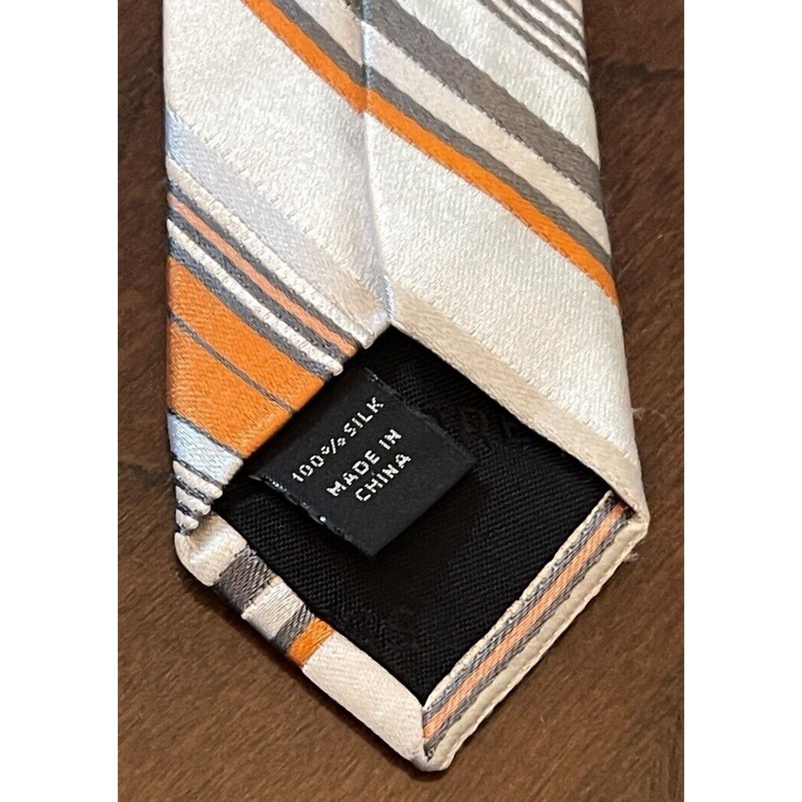 Express Express Design Studio Orange Gray 100% Silk Made In China Size ONE SIZE - 7 Thumbnail