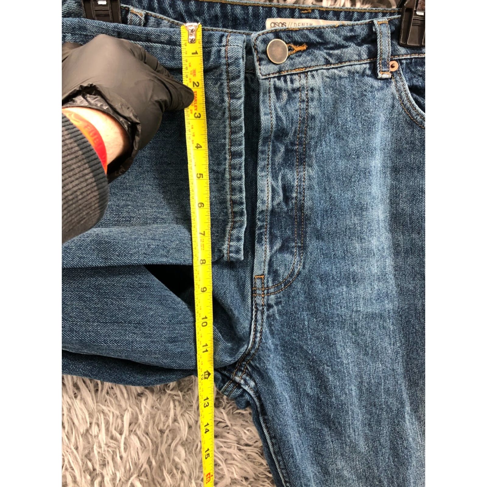 Asos ASOS Denim Jeans Size 18 Womens Medium Wash Blue Jeans Regular fit 5-Pocket Button Zipper Belt Loops High Rise Mens Womens Girls Size 40" / US 18 - 4 Thumbnail