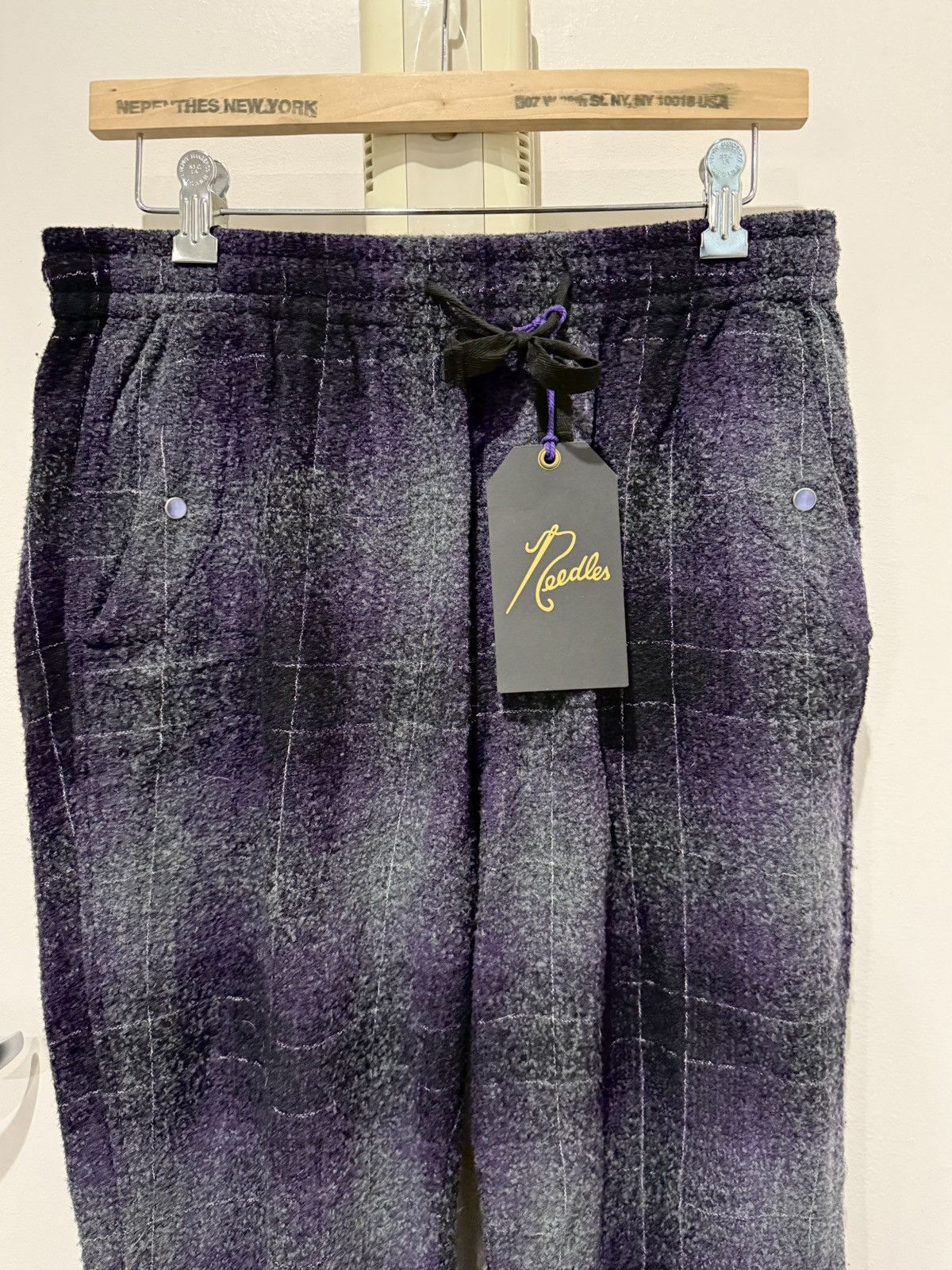 Needles Needles Embellished Checked Wool-Blend Flannel Trousers [M] Size US 30 / EU 46 - 2 Thumbnail