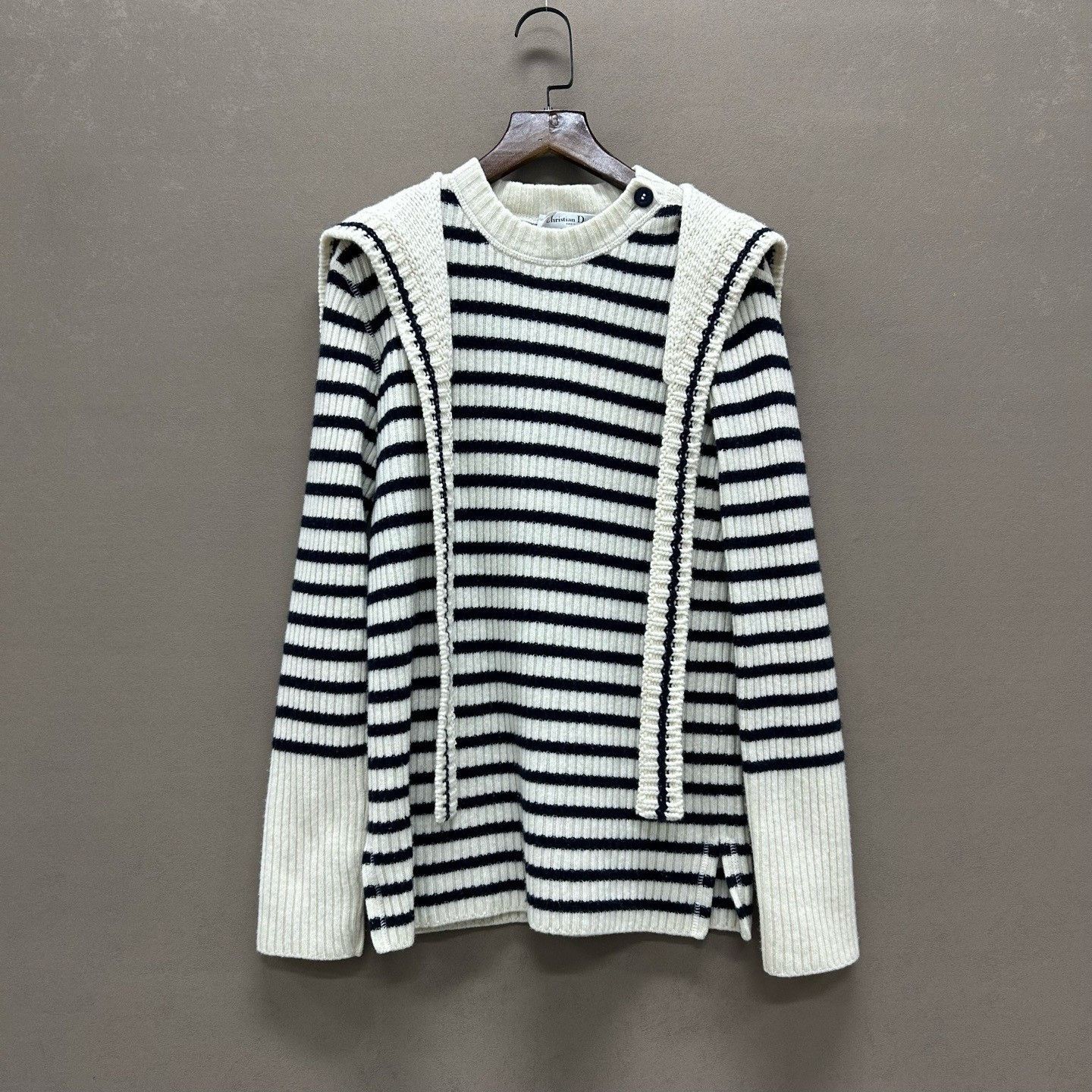 Dior Dior Navy Collar Striped Cashmere Sweater Size XS / US 0-2 / IT 36-38 - 1 Thumbnail