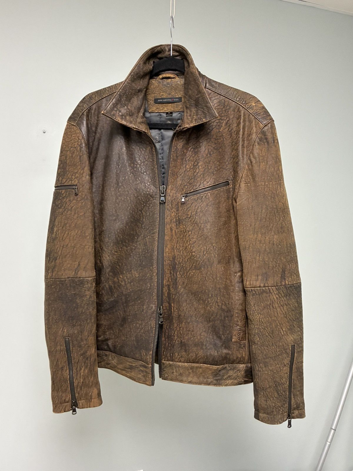 John Varvatos Distressed Leather Jacket medium . Size US M / EU 48-50 / 2 - 13 Thumbnail