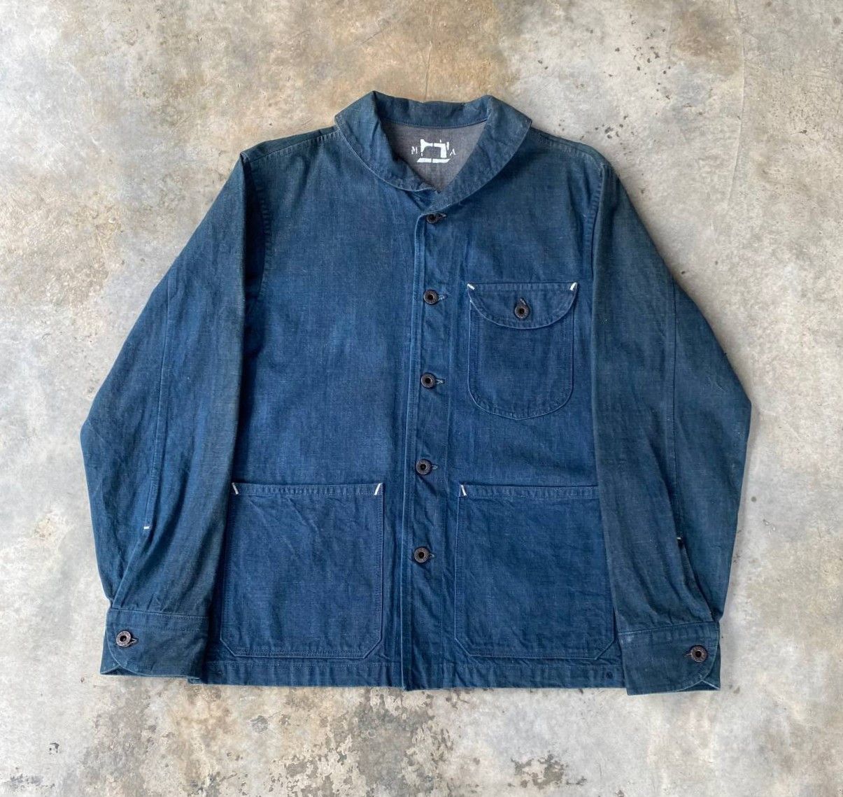 Vintage Vintage 40s-60s Shawl Collar French Blue Chore Denim Jacket Size US L / EU 52-54 / 3 - 1 Thumbnail