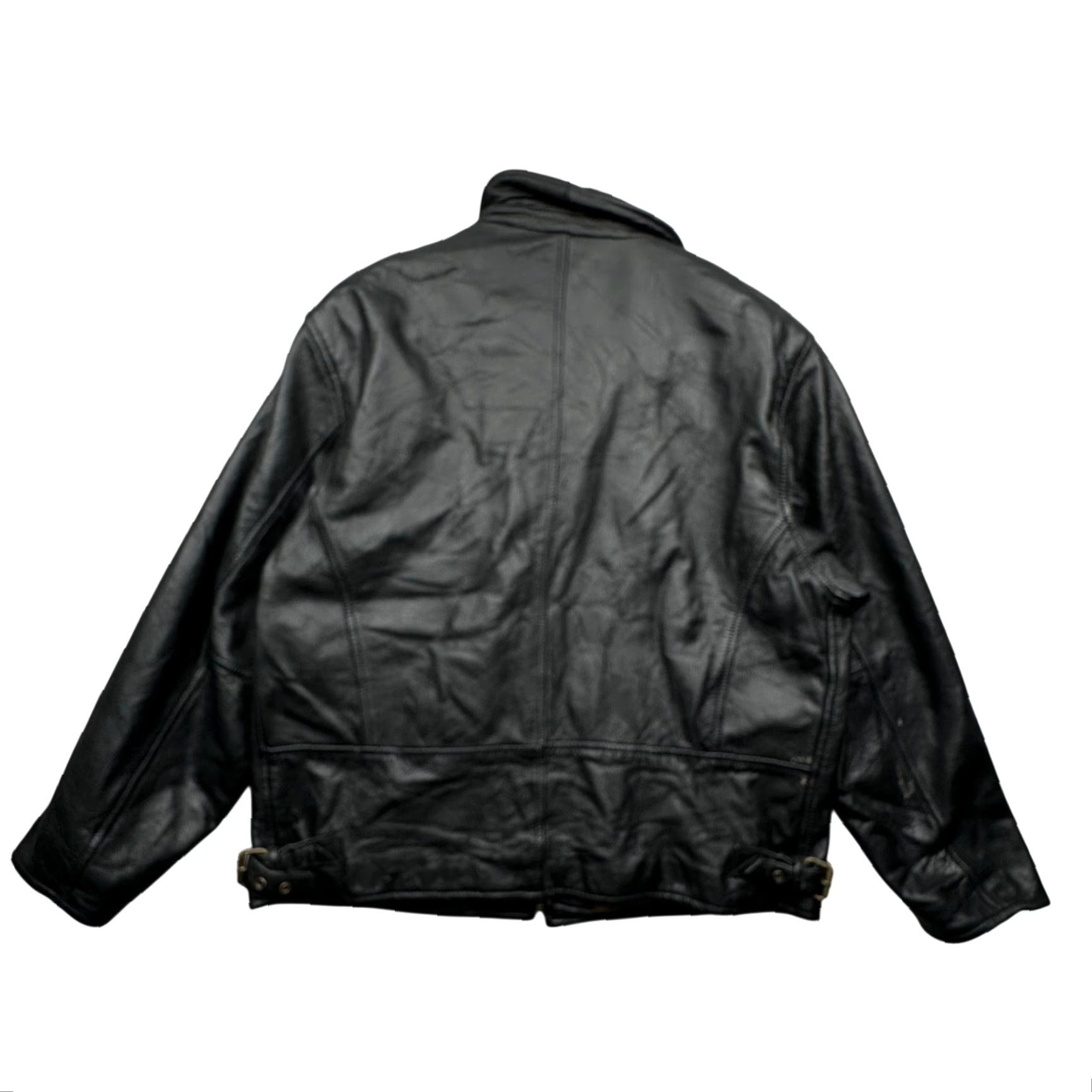 Vintage GLD Georgetown Leather Design Racer Cafe Full Zip Jacket Mens XL Black Leather Motorcycle Buckle Full Zip Short Length Mens Long Description: Size US XL / EU 56 / 4 - 2 Thumbnail