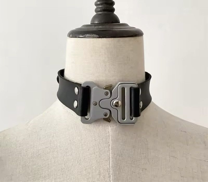 Leather × Metallica Punk Metal Stainless Steel Buckle Adjustable Choker Necklace Size ONE SIZE - 1 Thumbnail