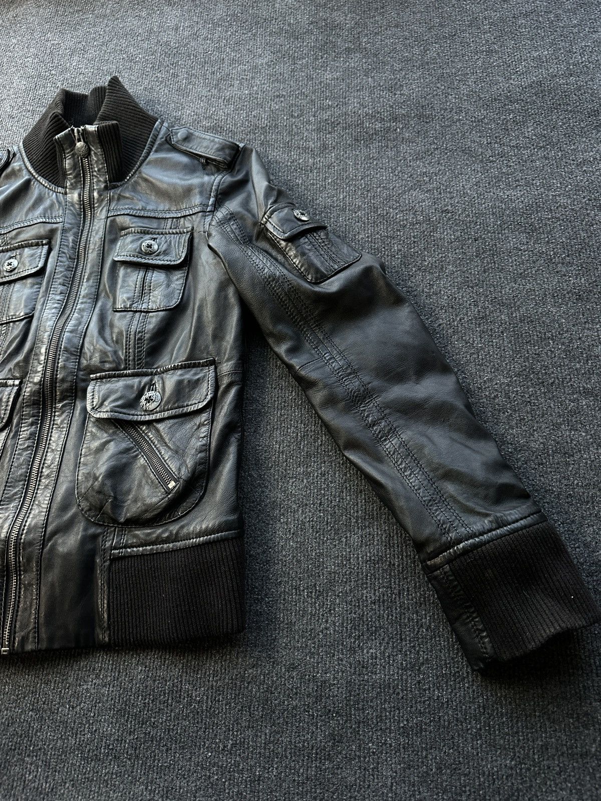 Leather 🚨 LEATHER WOMEN OPIUM MULTIPOCKET JACKET ZIP AVANT GARDE Size M / US 6-8 / IT 42-44 - 5 Thumbnail