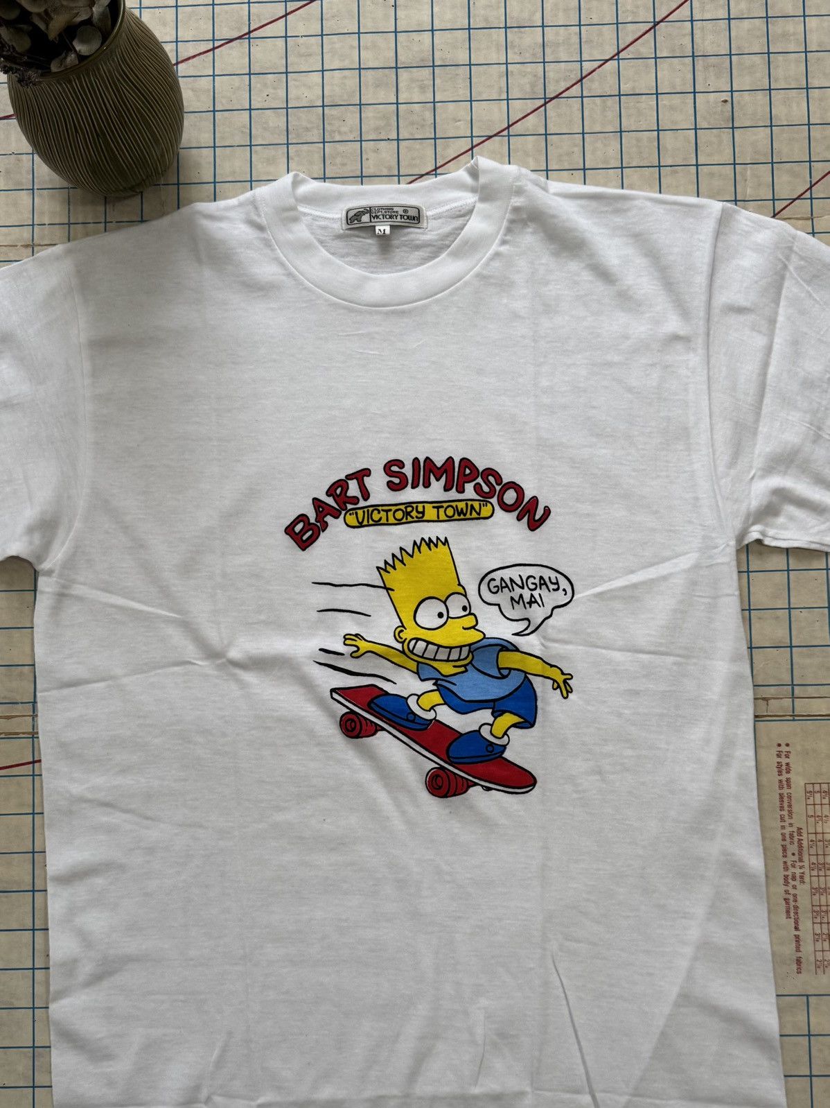 Vintage Vintage The Simpsons Bart Skateboarding Bootleg Tee White Size US M / EU 48-50 / 2 - 4 Thumbnail