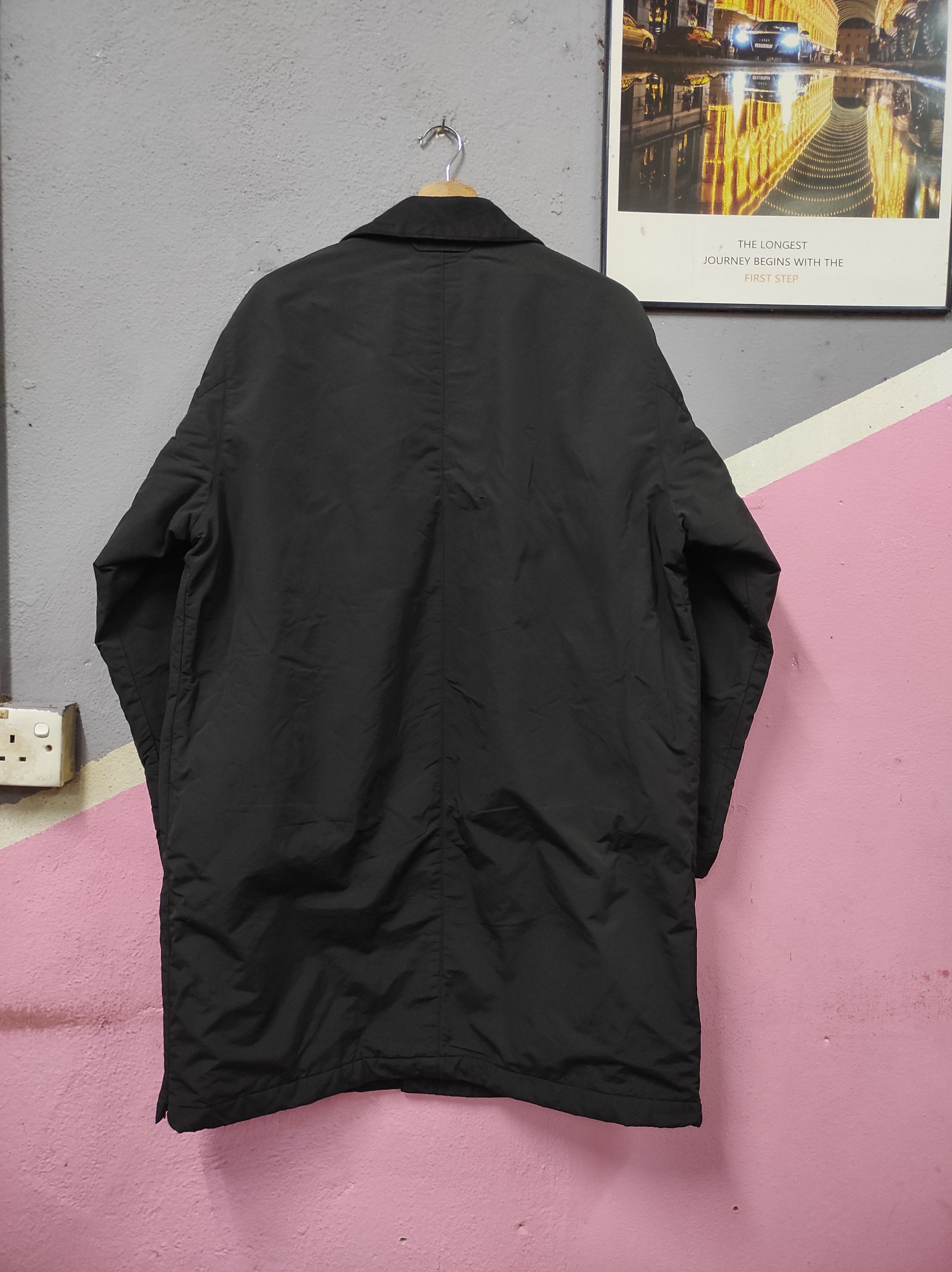 Designer × Vintage FARIANI BLACK OPEN COLLAR COAT OVERCOAT LONG JACKET Size US M / EU 48-50 / 2 - 8 Thumbnail