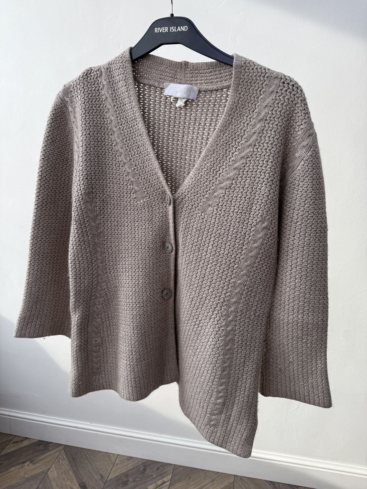 Escada Vintage ESCADA Beige Knit Cardigan Button Up Designer Women Size S / US 4 / IT 40 - 3 Thumbnail