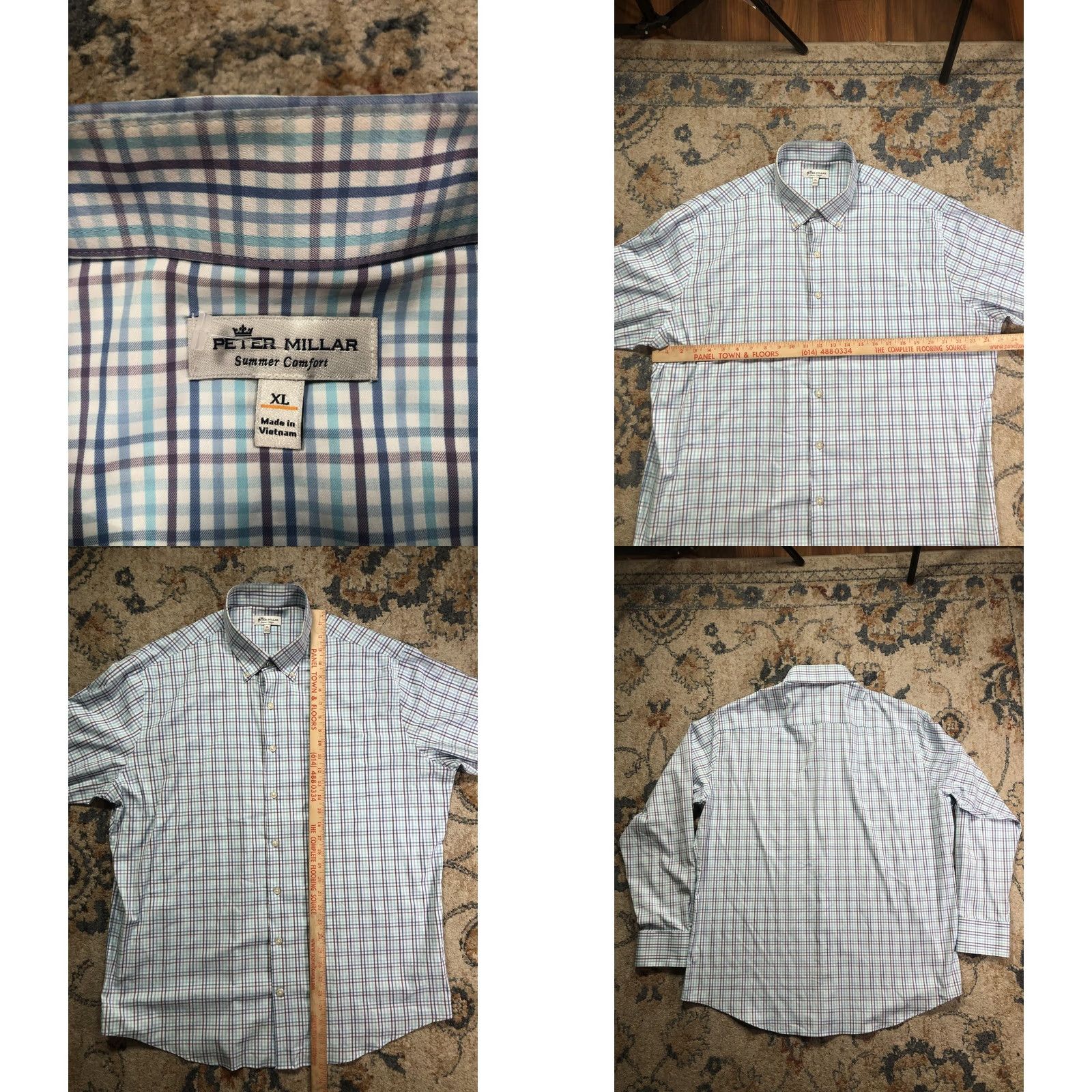 Peter Millar Peter Millar Shirt Mens XL Blue Plaid Summer Comfort Long Sleeve Button Down Shirt Size US XL / EU 56 / 4 - 8 Thumbnail