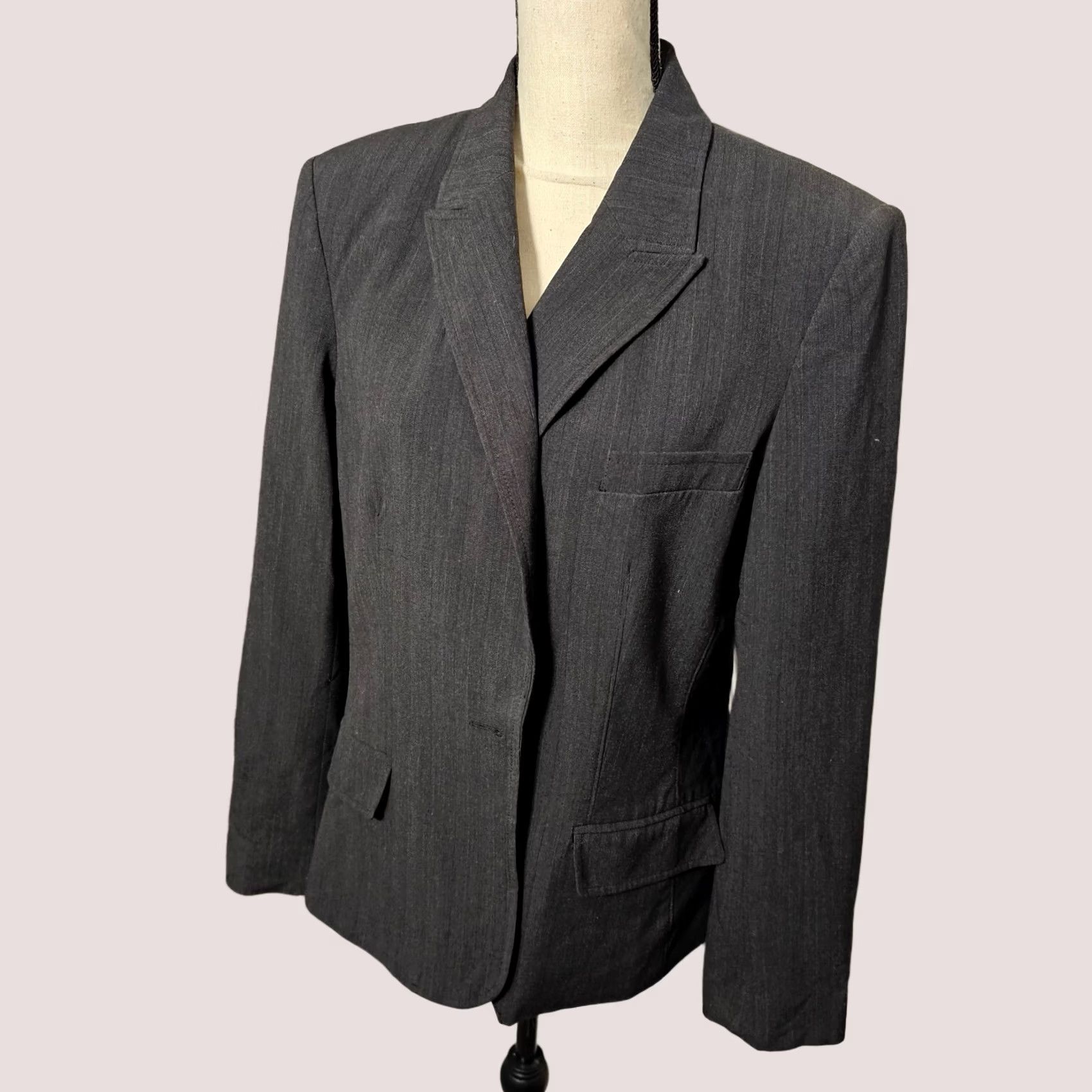 Anne Klein Anne Klein Suit Blazer Charcoal One-Button Lined Jacket Size 14 Womens Regular Sleeve Long Solid Pattern Size XL / US 12-14 / IT 48-50 - 1 Thumbnail