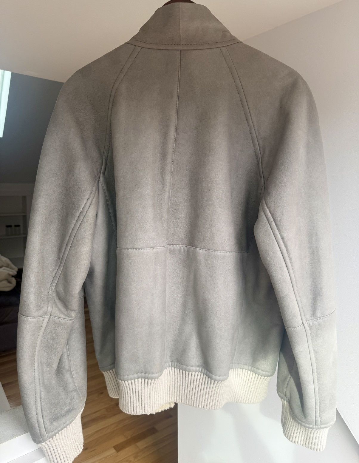 Salvatore Ferragamo Ferragamo Shearling Lamb Leather Bomber Jacket Gray Size US XL / EU 56 / 4 - 6 Thumbnail