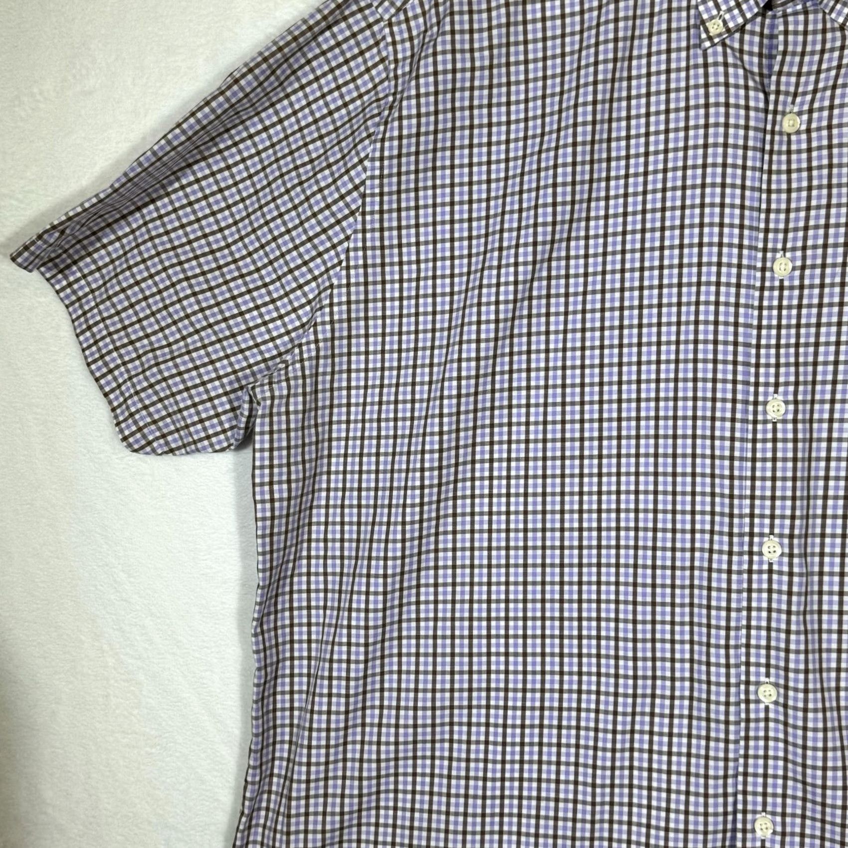 Peter Millar VINTAGE Peter Millar Shirt Mens 2XL Purple Brown Check Plaid Button Down Short Sleeve Size US XXL / EU 58 / 5 - 3 Thumbnail