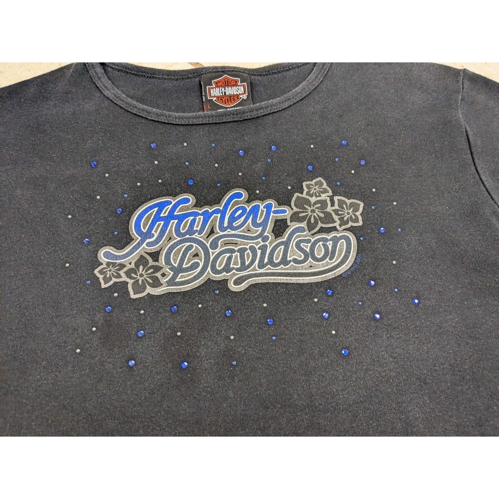 Harley Davidson Harley Davidson Shirt Sz L Black Rhinestones Logo Reno Size L / US 10 / IT 46 - 2 Thumbnail