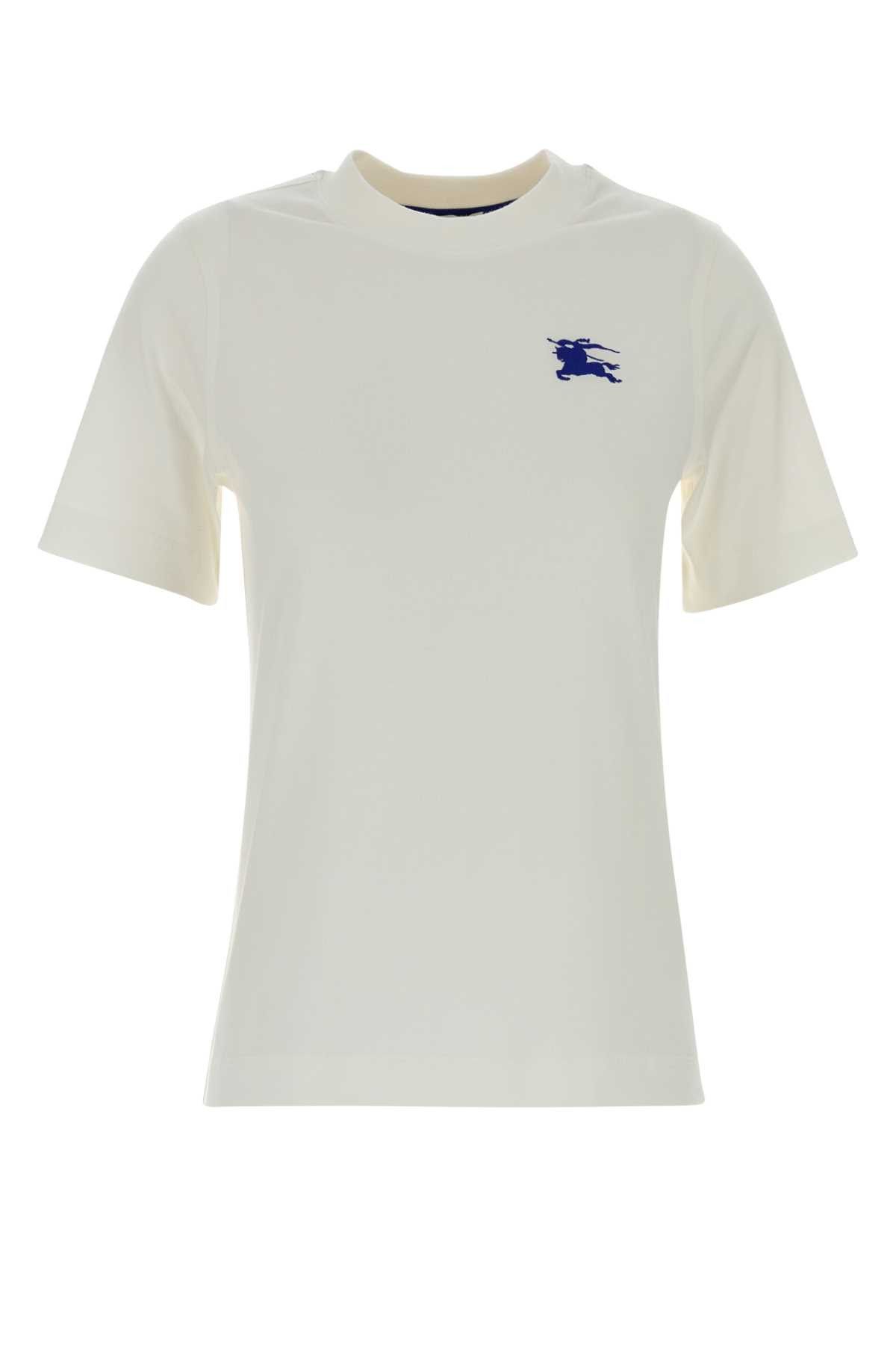 Burberry White Cotton T-Shirt Size L / US 10 / IT 46 - 1 Thumbnail