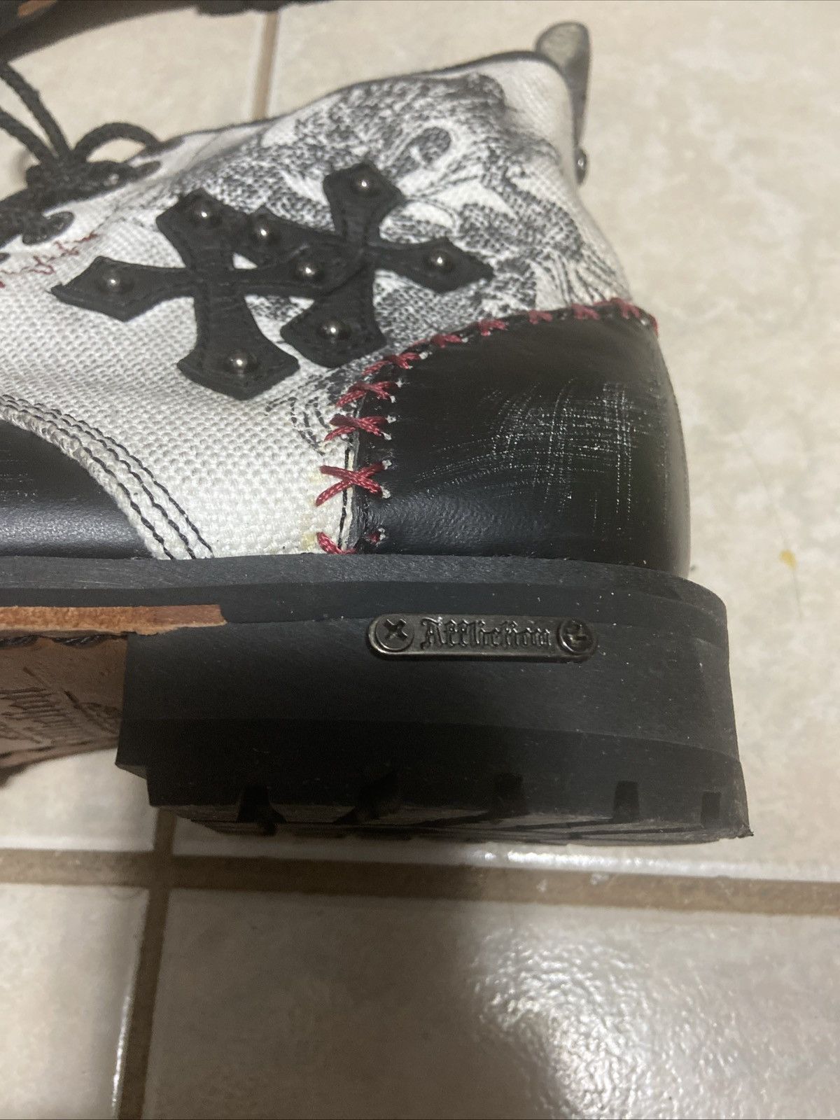 Affliction × Vintage VTG AFFLICTION Distressed Leather/Canvas Dragon Combat Boots Size US 11 / EU 44 - 7 Thumbnail