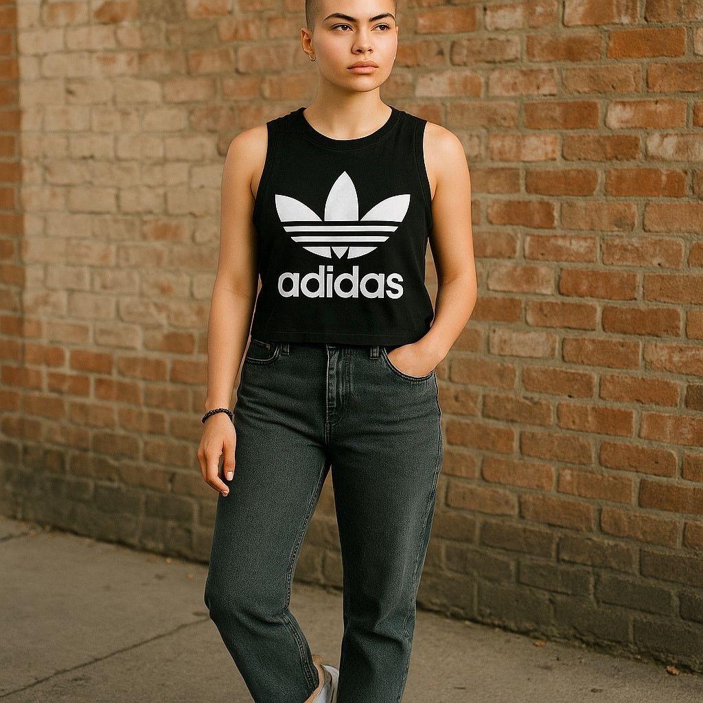 Adidas Adidas Black Sleeveless Top with White Logo Size S / US 4 / IT 40 - 1 Thumbnail