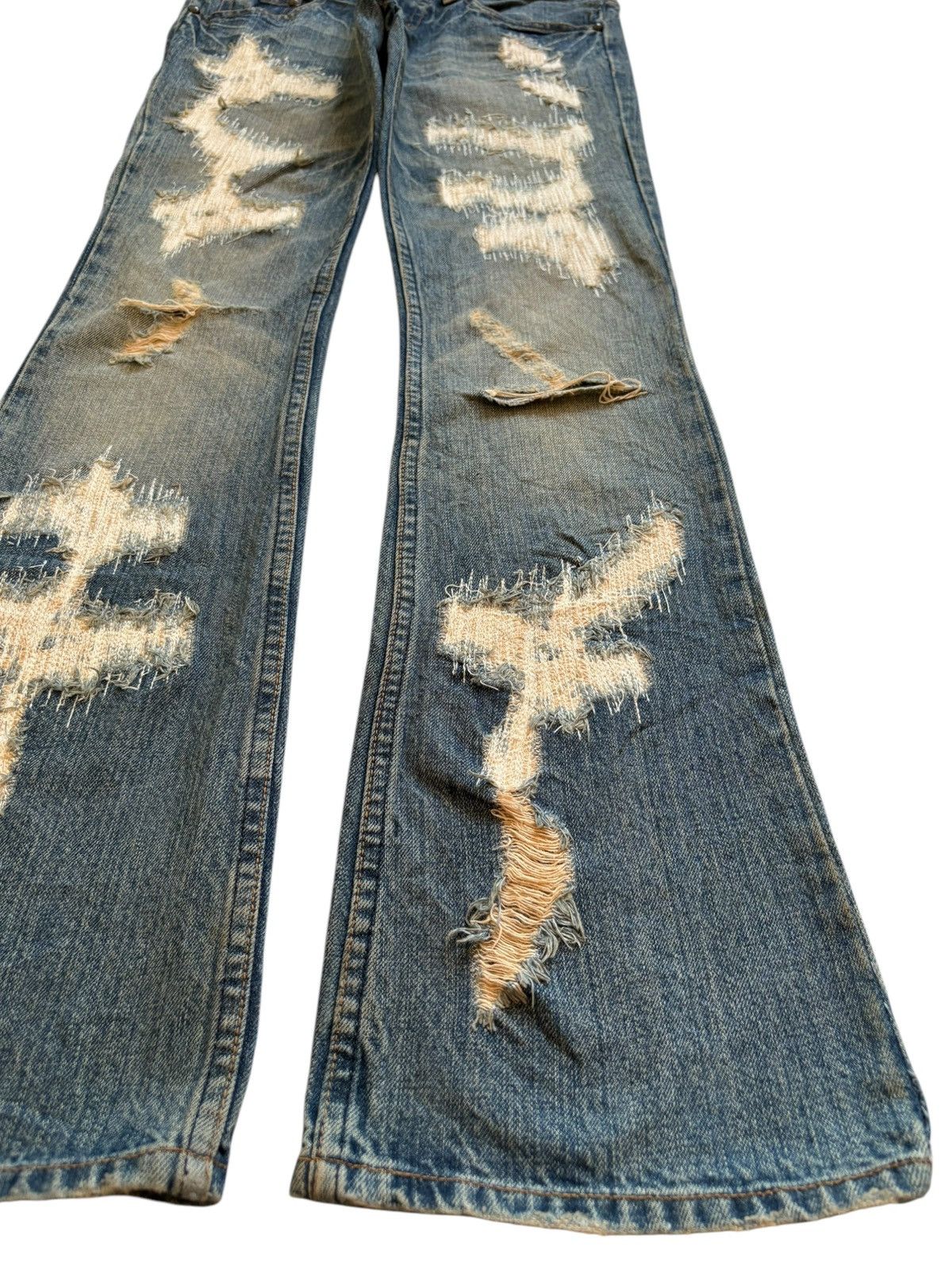 If Six Was Nine Vintage Midas Sashiko Rusty Mud Wash Bootcut Flare Jeans Size US 30 / EU 46 - 7 Thumbnail